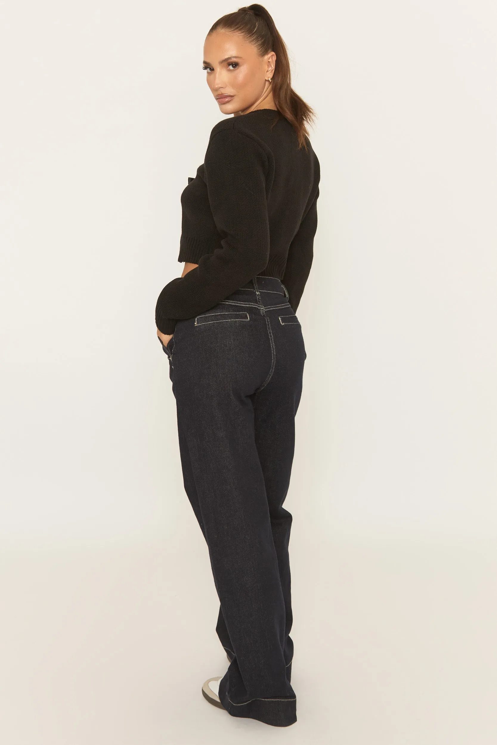 Black Tie Front Knitted Cardigan - Kenzia sold by Rebellious Fashion product image thumbnail 3