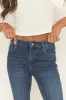 Mid Blue Stretch Denim Flare Jeans - Sorcha sold by Rebellious Fashion