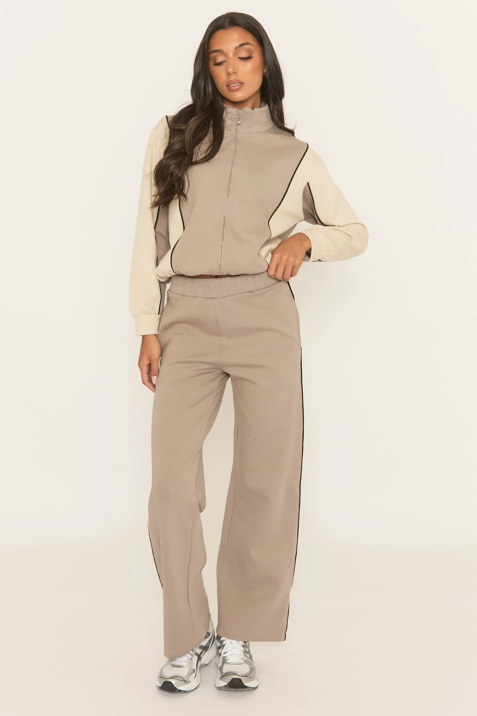 Dove Grey Panelled Zip Through Loungewear Set - Cody sold by Rebellious Fashion product image thumbnail 5