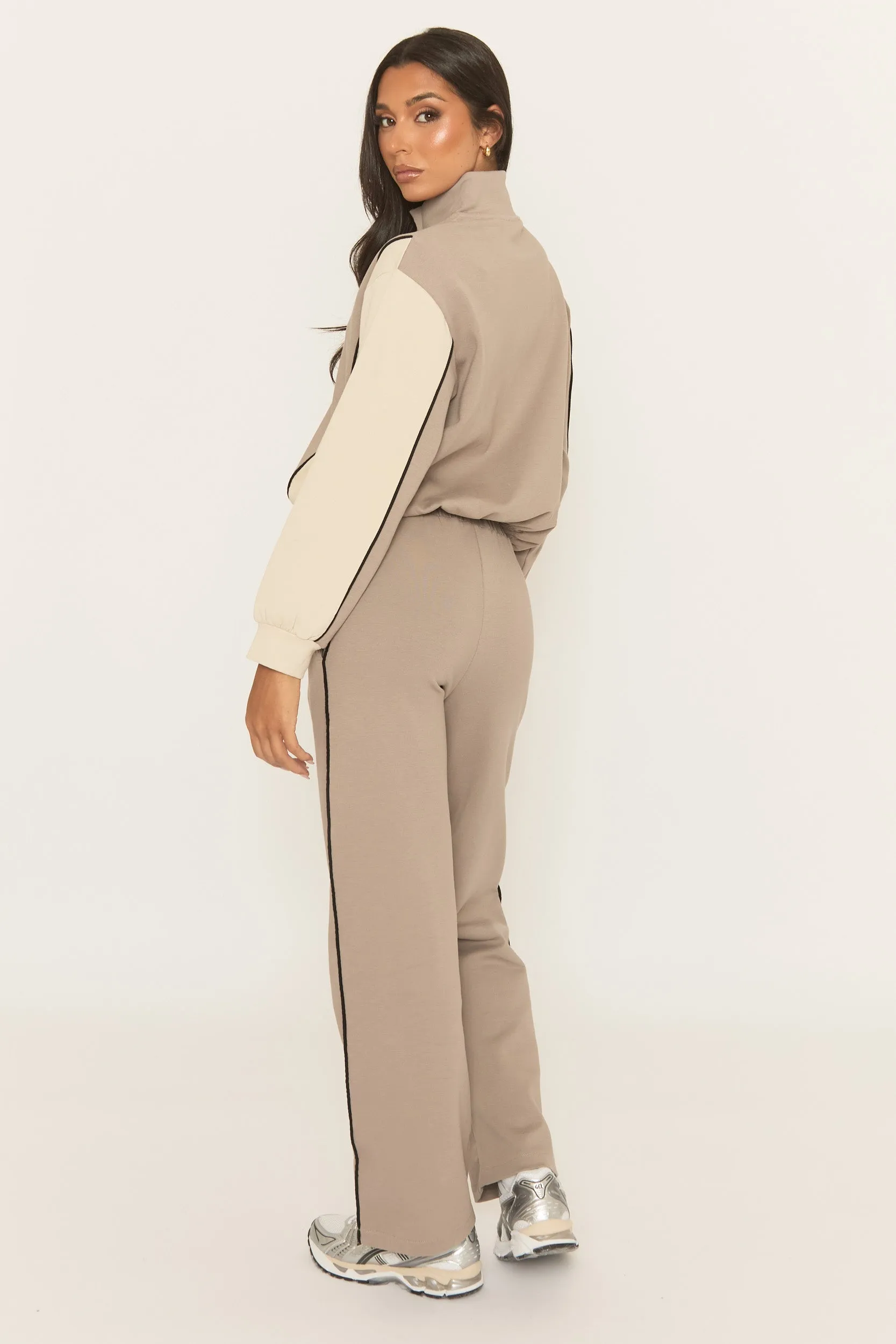 Dove Grey Panelled Zip Through Loungewear Set - Cody sold by Rebellious Fashion product image thumbnail 4