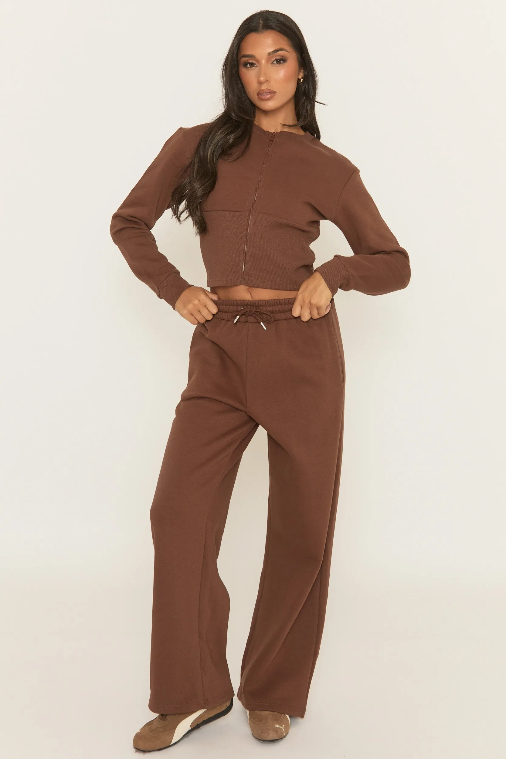 Chocolate Zip Through Loungewear Co-ord Set - Laurye sold by Rebellious Fashion product image thumbnail 5