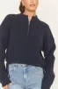 Navy Knitted Quarter Zip Sweater - Joey sold by Rebellious Fashion