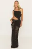Black One Shoulder Ruched Maxi Dress - Danya sold by Rebellious Fashion