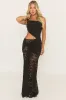 Black One Shoulder Ruched Maxi Dress - Danya sold by Rebellious Fashion