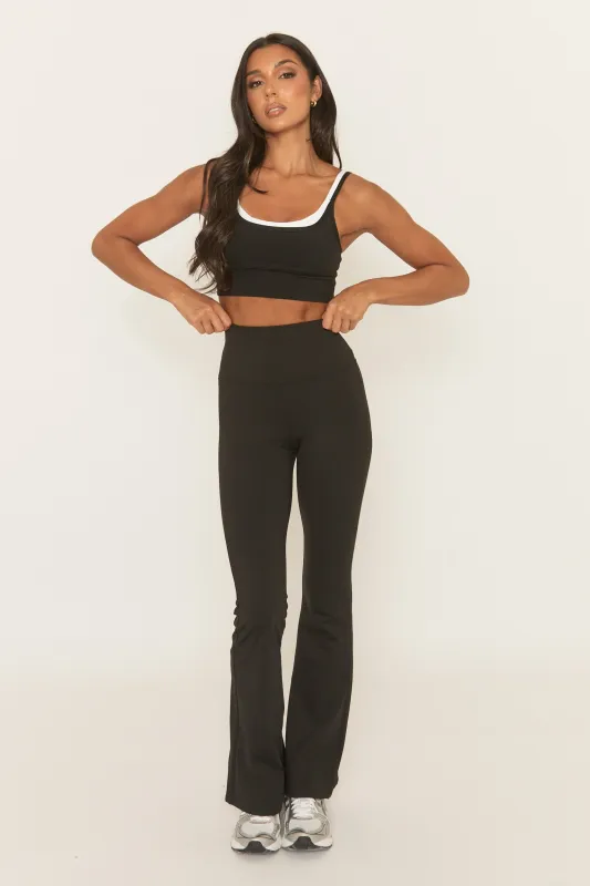 Black Active Yoga Flare Trousers - Torey sold by Rebellious Fashion