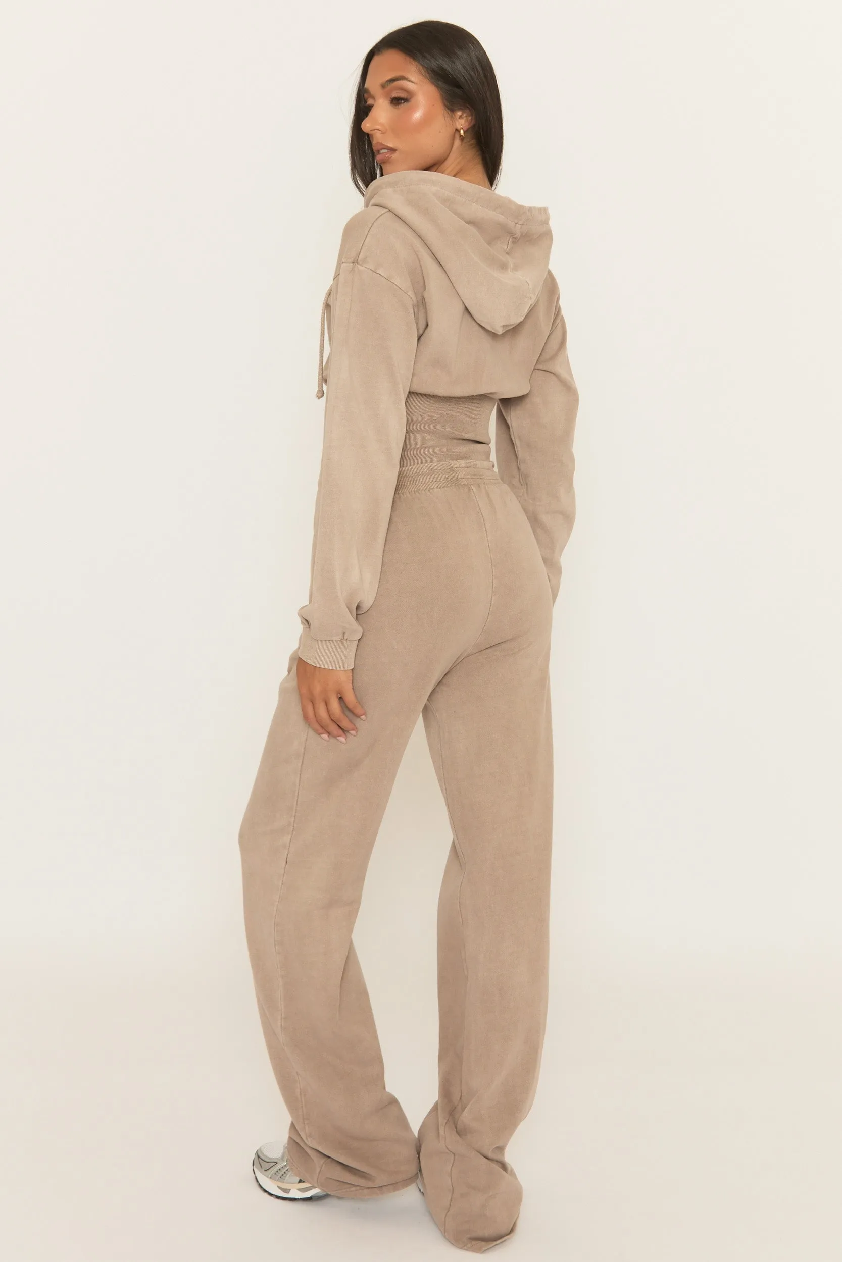 Dove Grey Acid Wash Zip Through Corset Hoodie Loungewear Co-ord Set - Moara sold by Rebellious Fashion product image thumbnail 4