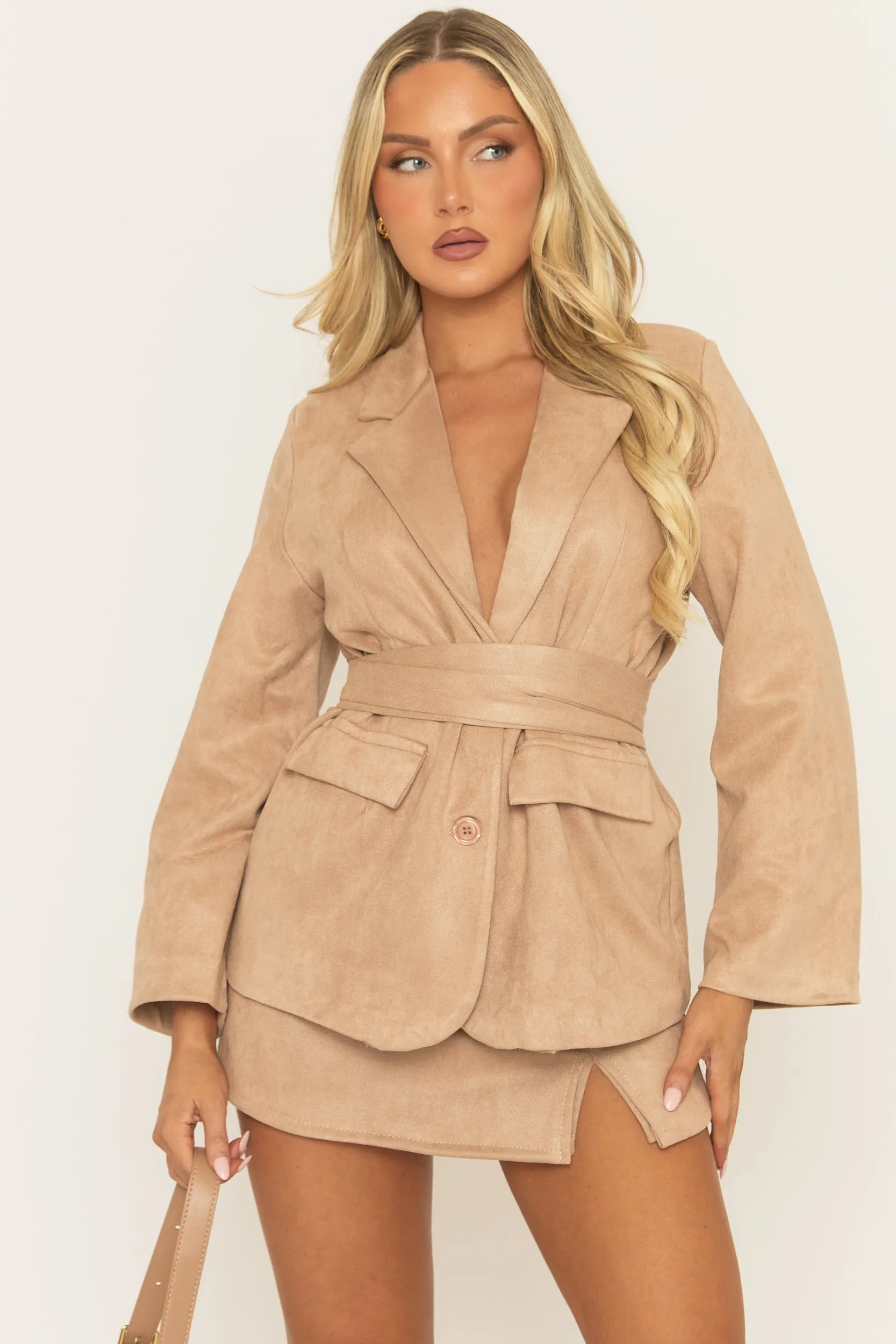 Beige Faux Suede Mini Skort - Sivan sold by Rebellious Fashion product image thumbnail 2