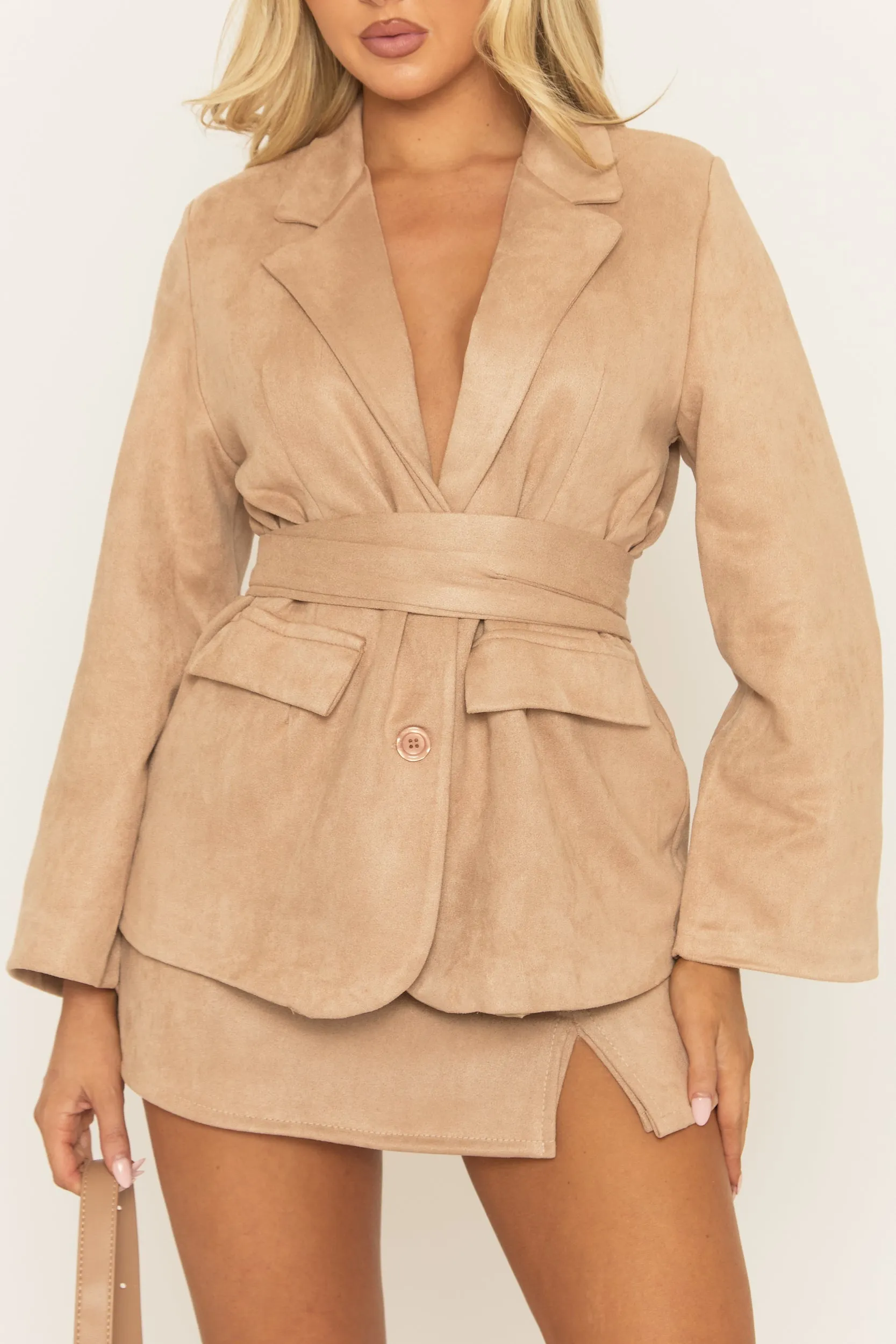 Beige Faux Suede Mini Skort - Sivan sold by Rebellious Fashion product image thumbnail 4