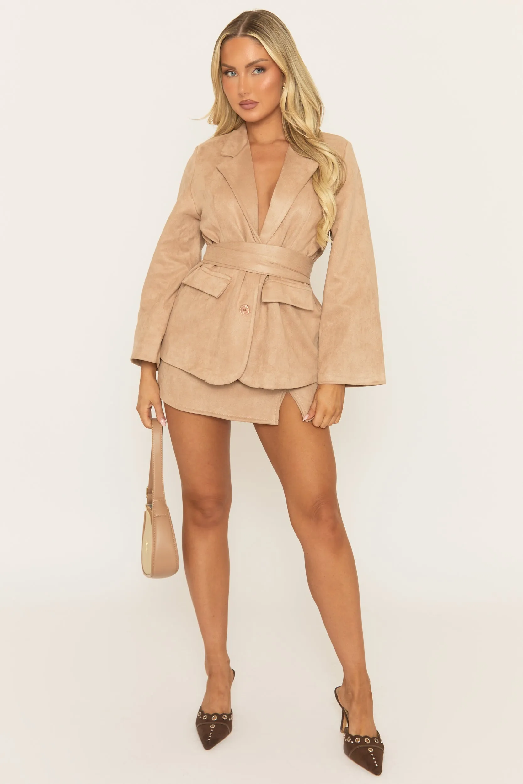 Beige Faux Suede Mini Skort - Sivan sold by Rebellious Fashion product image thumbnail 3