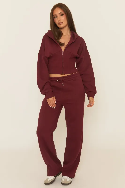 Wine Corset Fit Hoodie and Jogger Loungewear Set - Arria sold by Rebellious Fashion