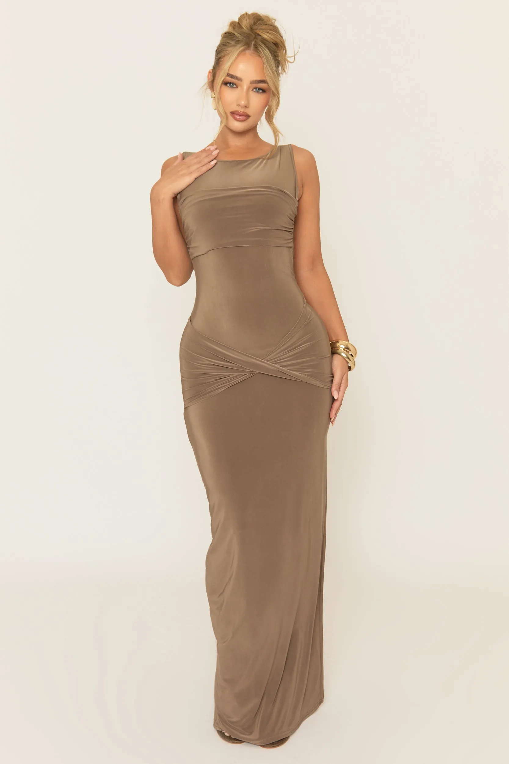 Mocha Twist Front Maxi Dress - Caleah sold by Rebellious Fashion product image thumbnail 2