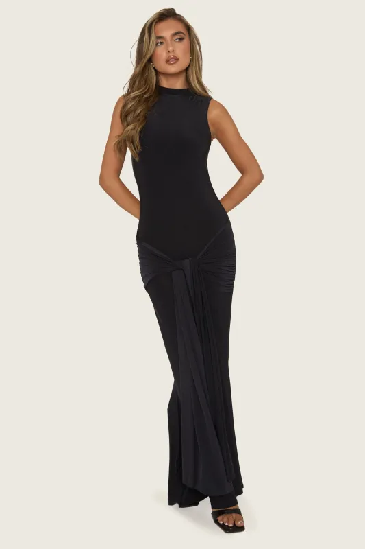 Black Tie Front Maxi Dress - Leigha sold by Rebellious Fashion