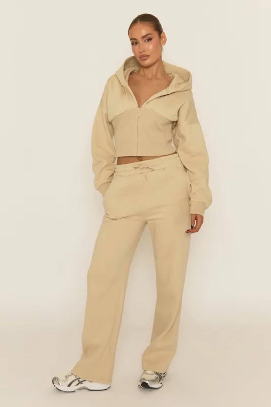 Beige Corset Fit Hoodie and Jogger Loungewear Set - Arria sold by Rebellious Fashion