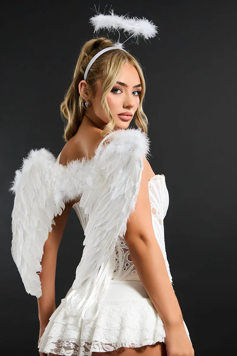 White Halloween Feather Angel Wings - Marla sold by Rebellious Fashion