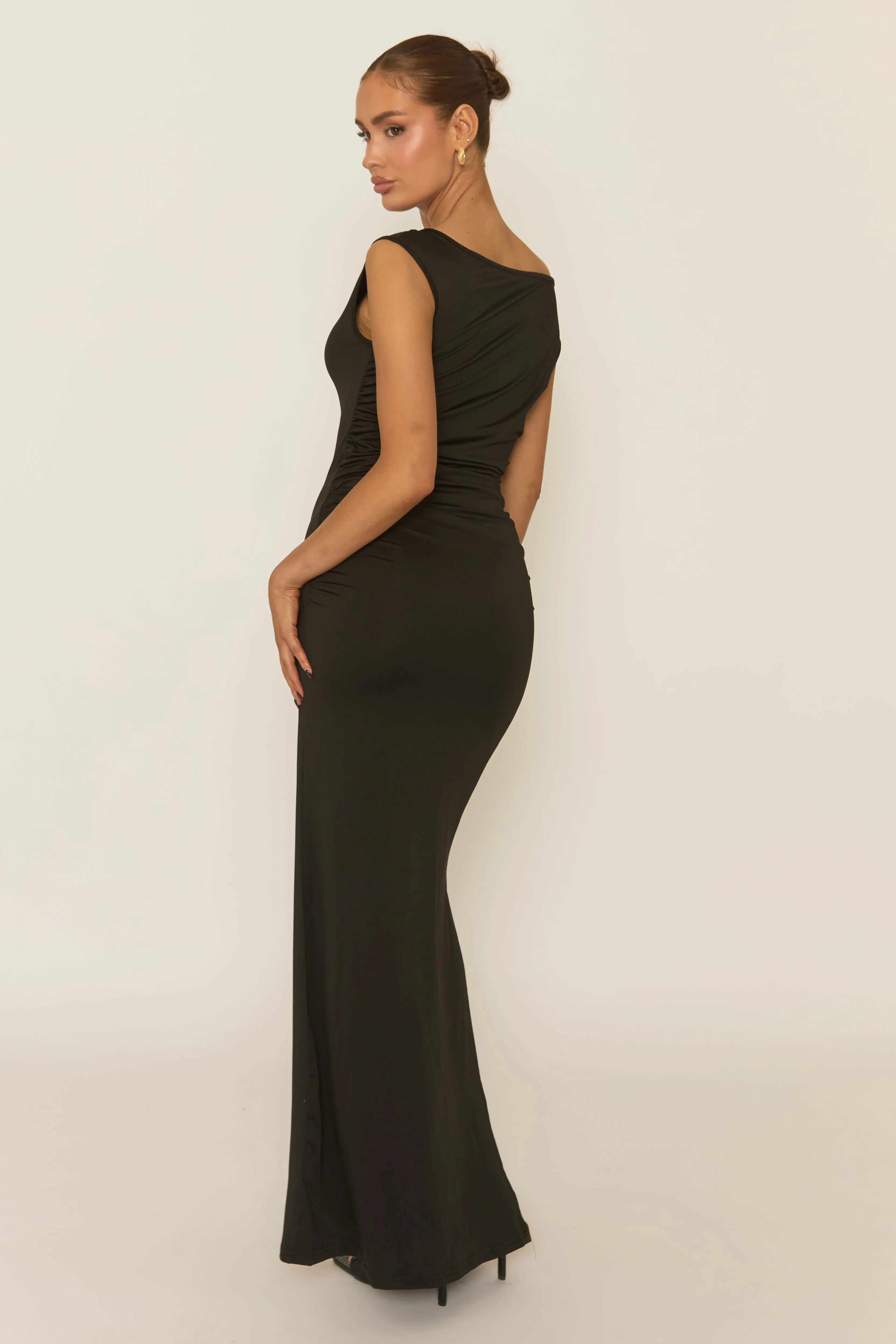 Black Asymmetric Trim Detail Maxi Dress - Nikky sold by Rebellious Fashion product image thumbnail 4