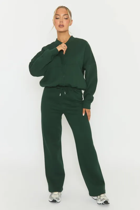 Forest Green Zip Front Bomber And Joggers Co-ord Set - Sasha sold by Rebellious Fashion