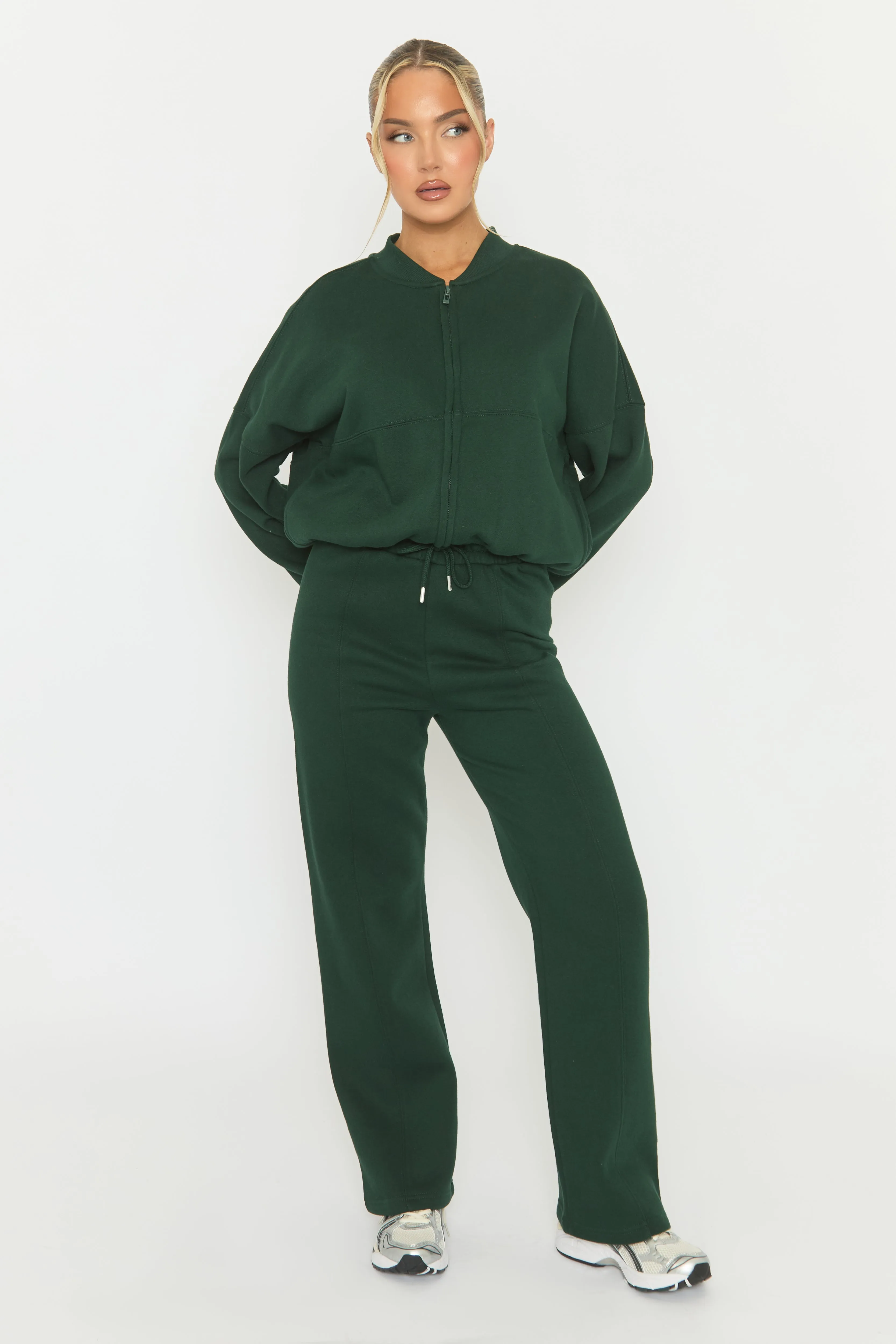 Forest Green Zip Front Bomber And Joggers Co-ord Set - Sasha sold by Rebellious Fashion product image thumbnail 2