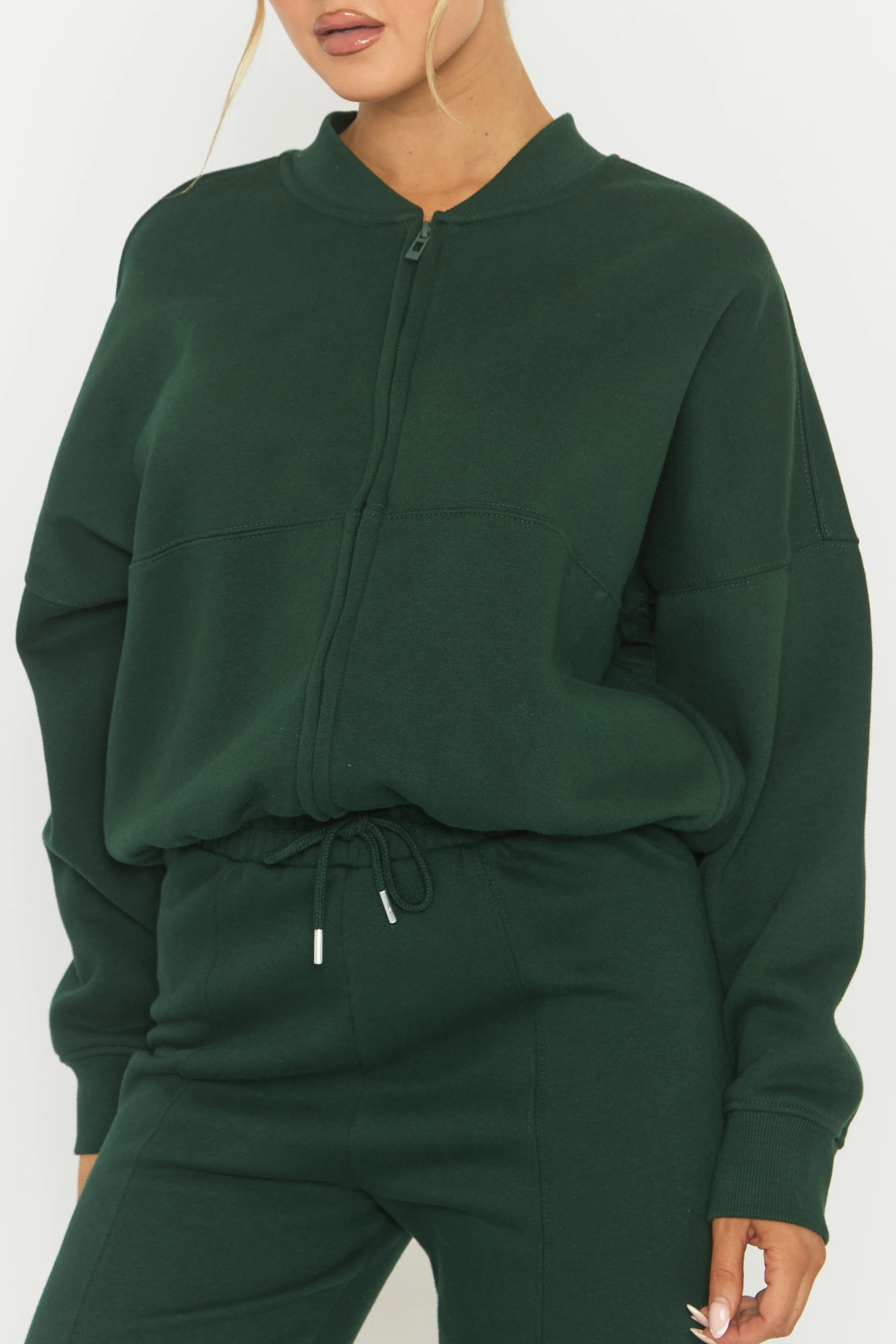 Forest Green Zip Front Bomber And Joggers Co-ord Set - Sasha sold by Rebellious Fashion product image thumbnail 3