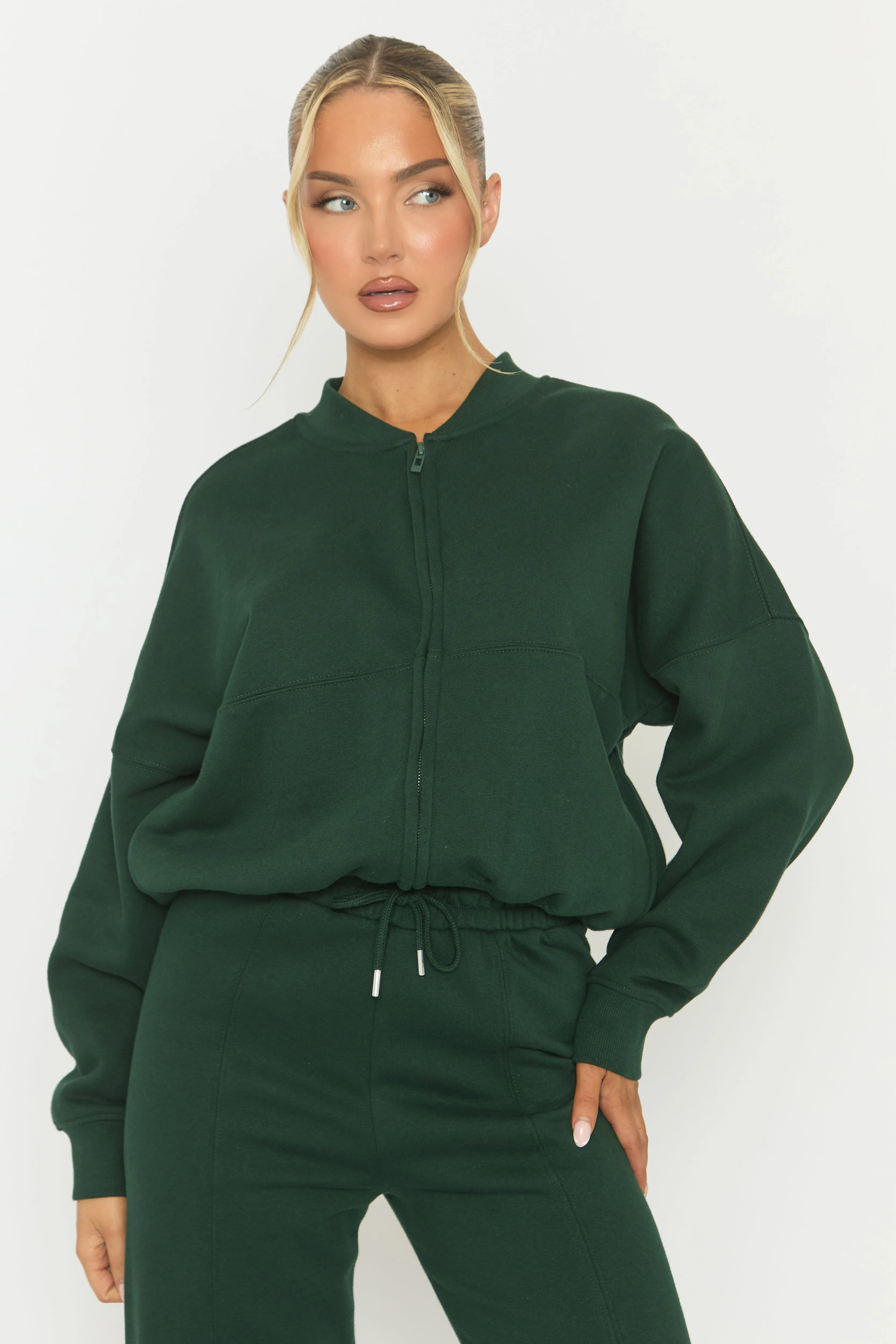 Forest Green Zip Front Bomber And Joggers Co-ord Set - Sasha sold by Rebellious Fashion product image thumbnail 4