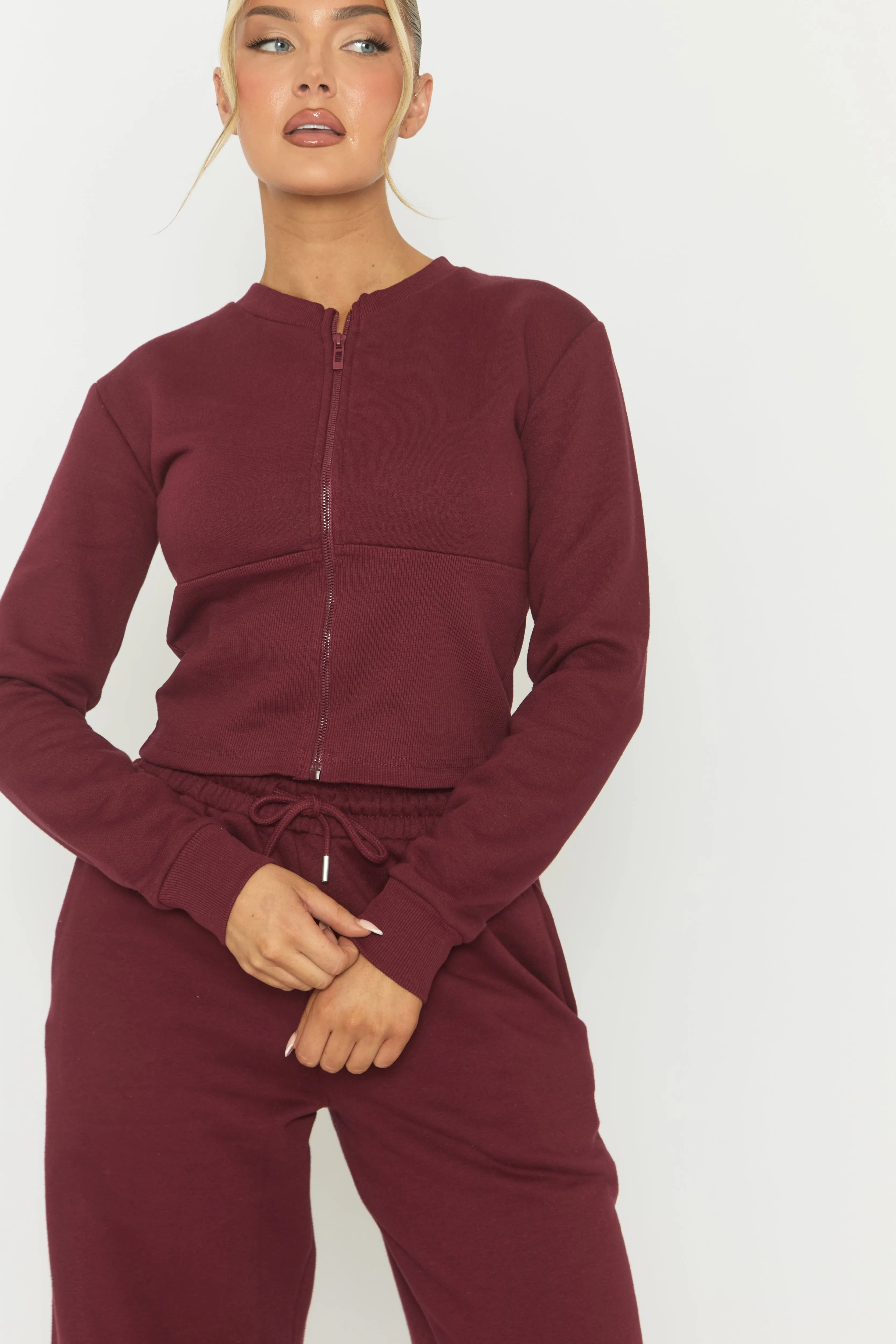Wine Zip Through Loungewear Co-ord Set - Laurye sold by Rebellious Fashion product image thumbnail 3