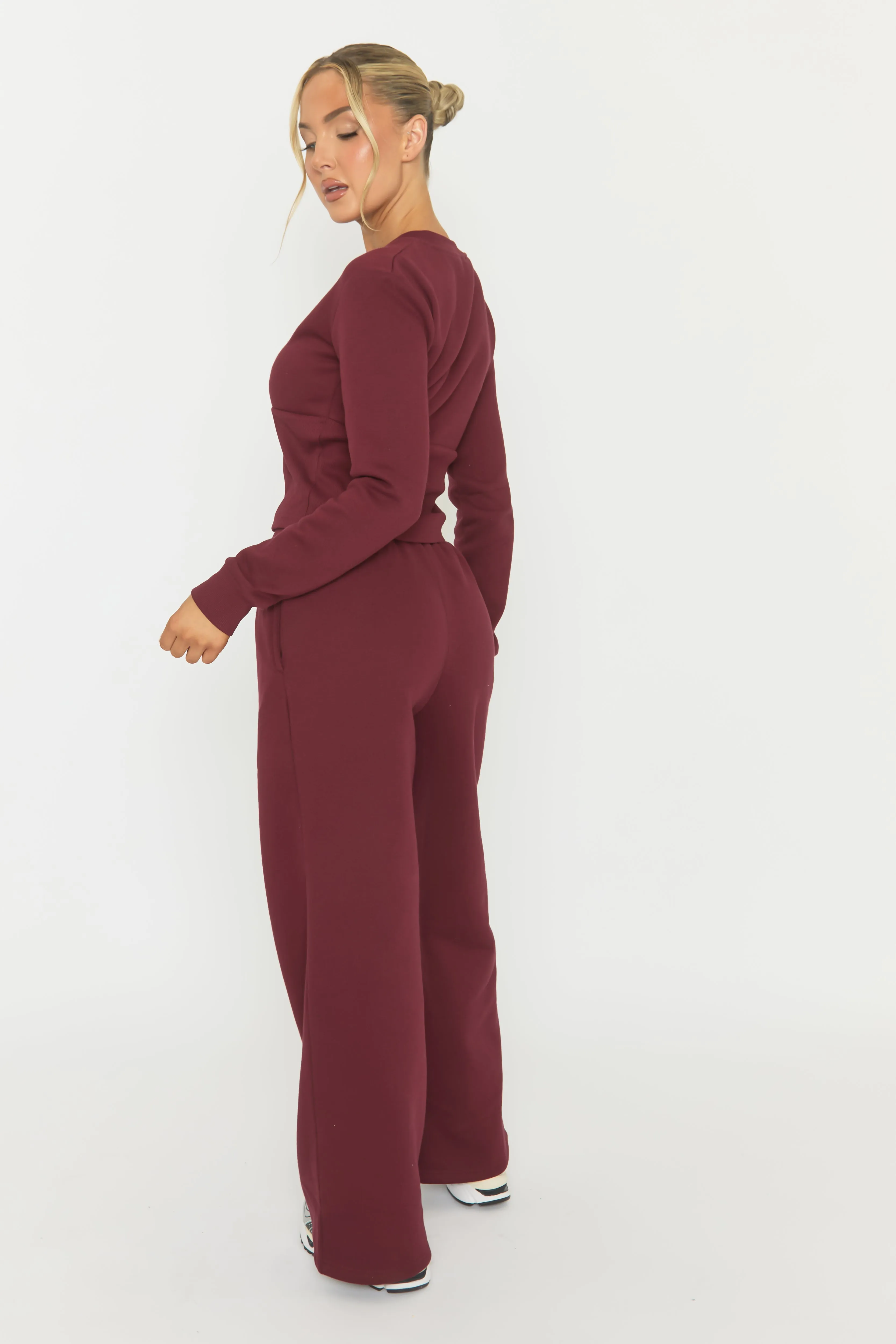 Wine Zip Through Loungewear Co-ord Set - Laurye sold by Rebellious Fashion product image thumbnail 5