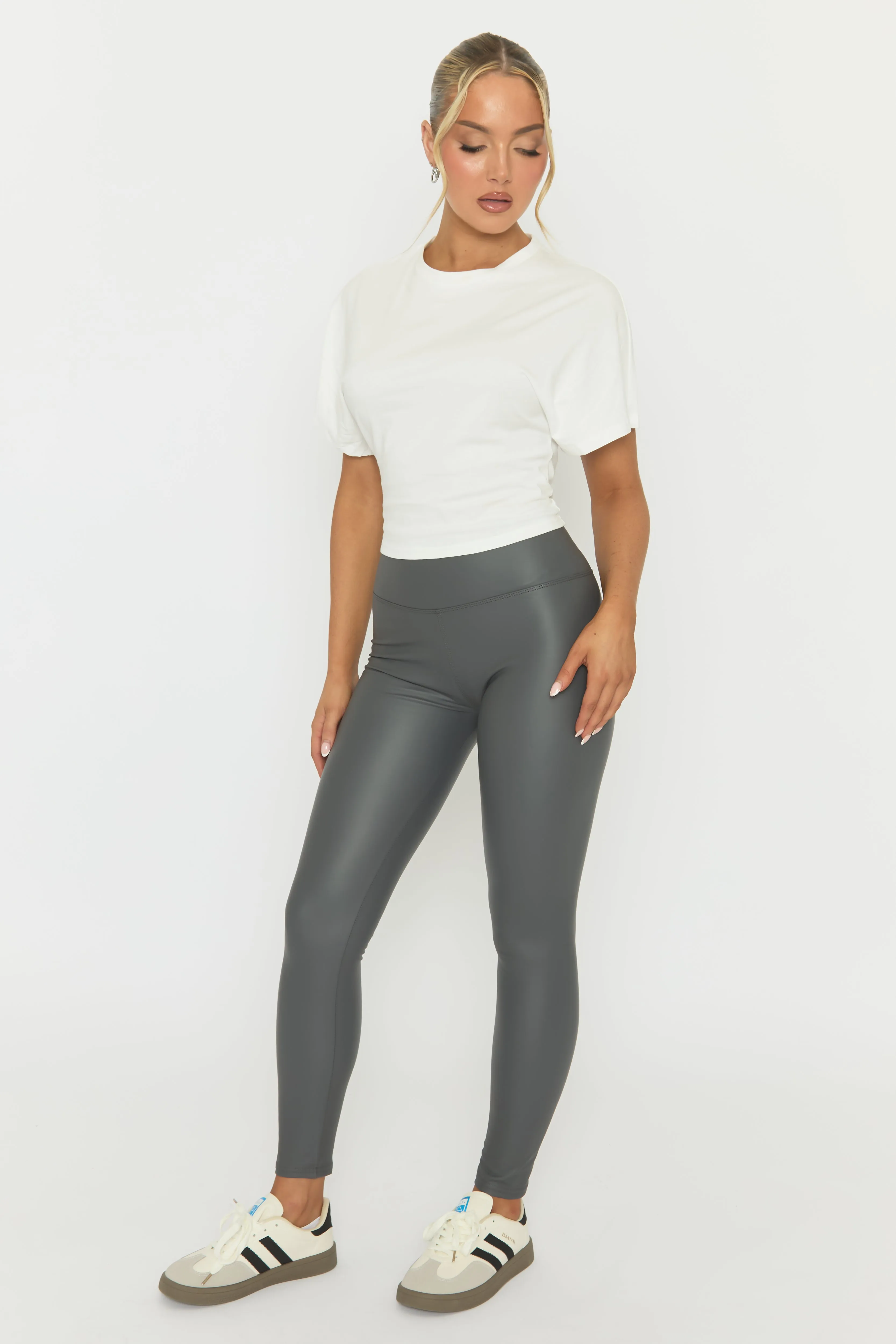 Grey PU Leggings - Olivvia sold by Rebellious Fashion product image thumbnail 4