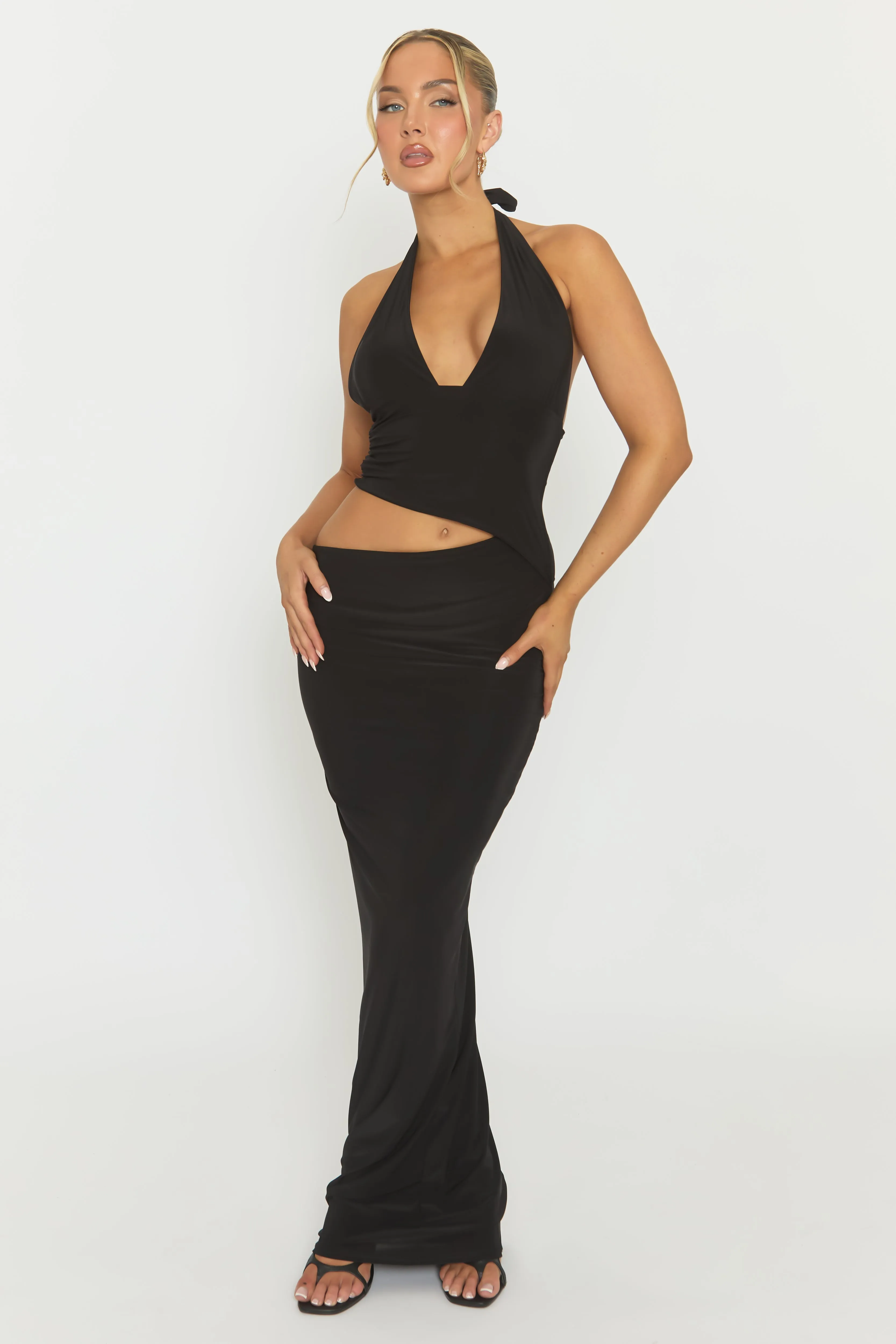 Black Halterneck Cut Out Maxi Dress - Briyan sold by Rebellious Fashion product image thumbnail 5