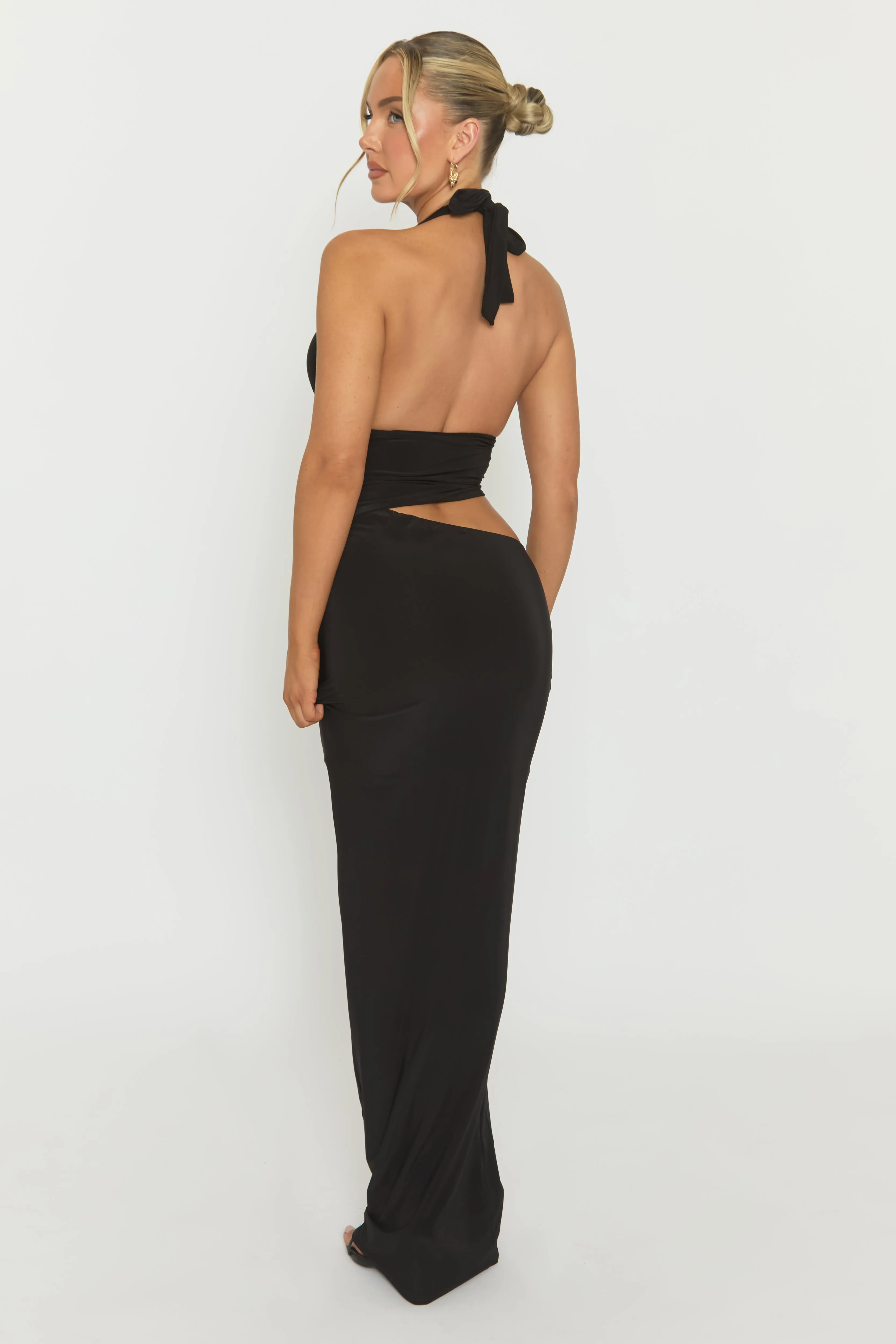 Black Halterneck Cut Out Maxi Dress - Briyan sold by Rebellious Fashion product image thumbnail 3