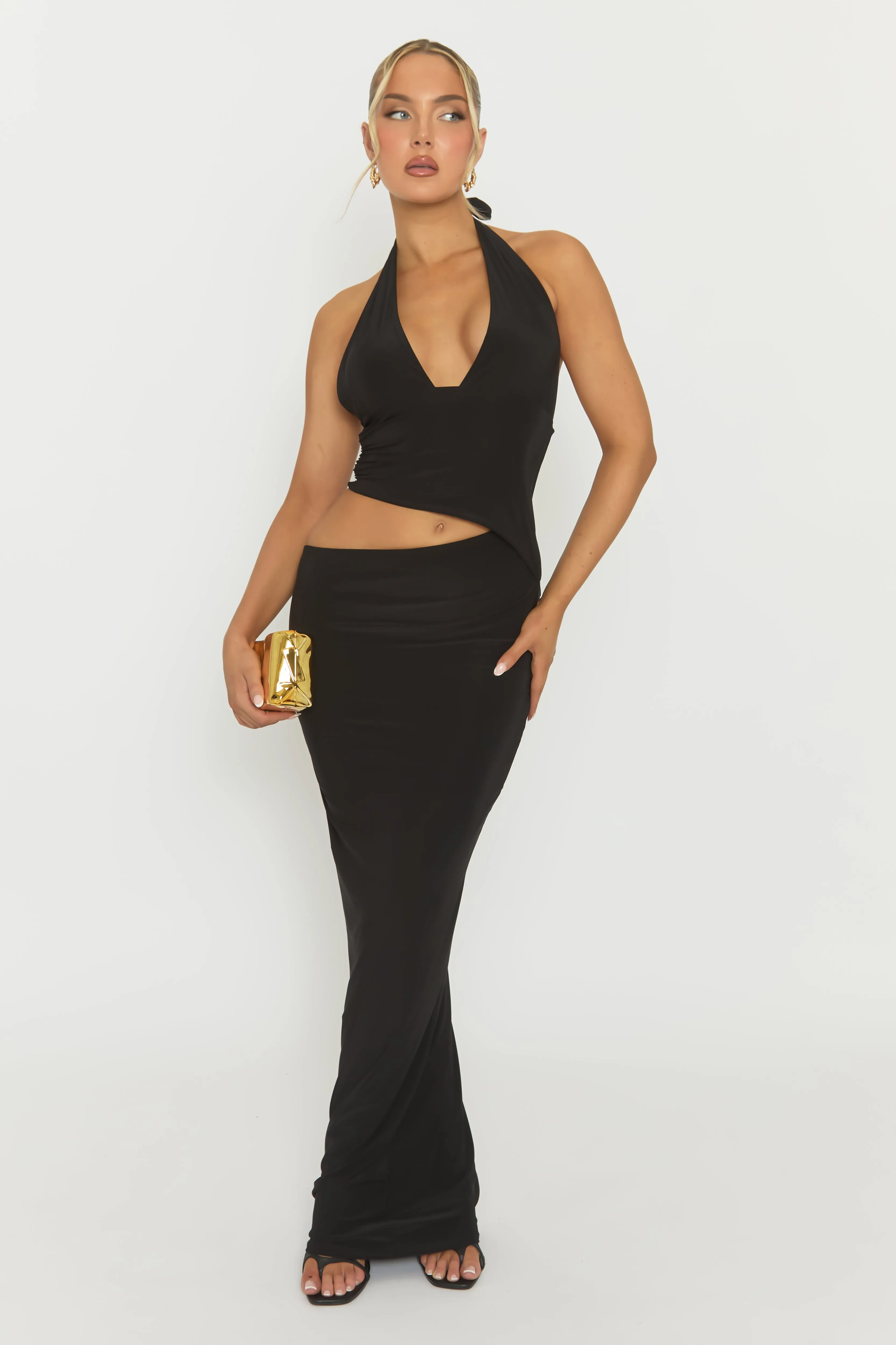 Black Halterneck Cut Out Maxi Dress - Briyan sold by Rebellious Fashion product image thumbnail 2