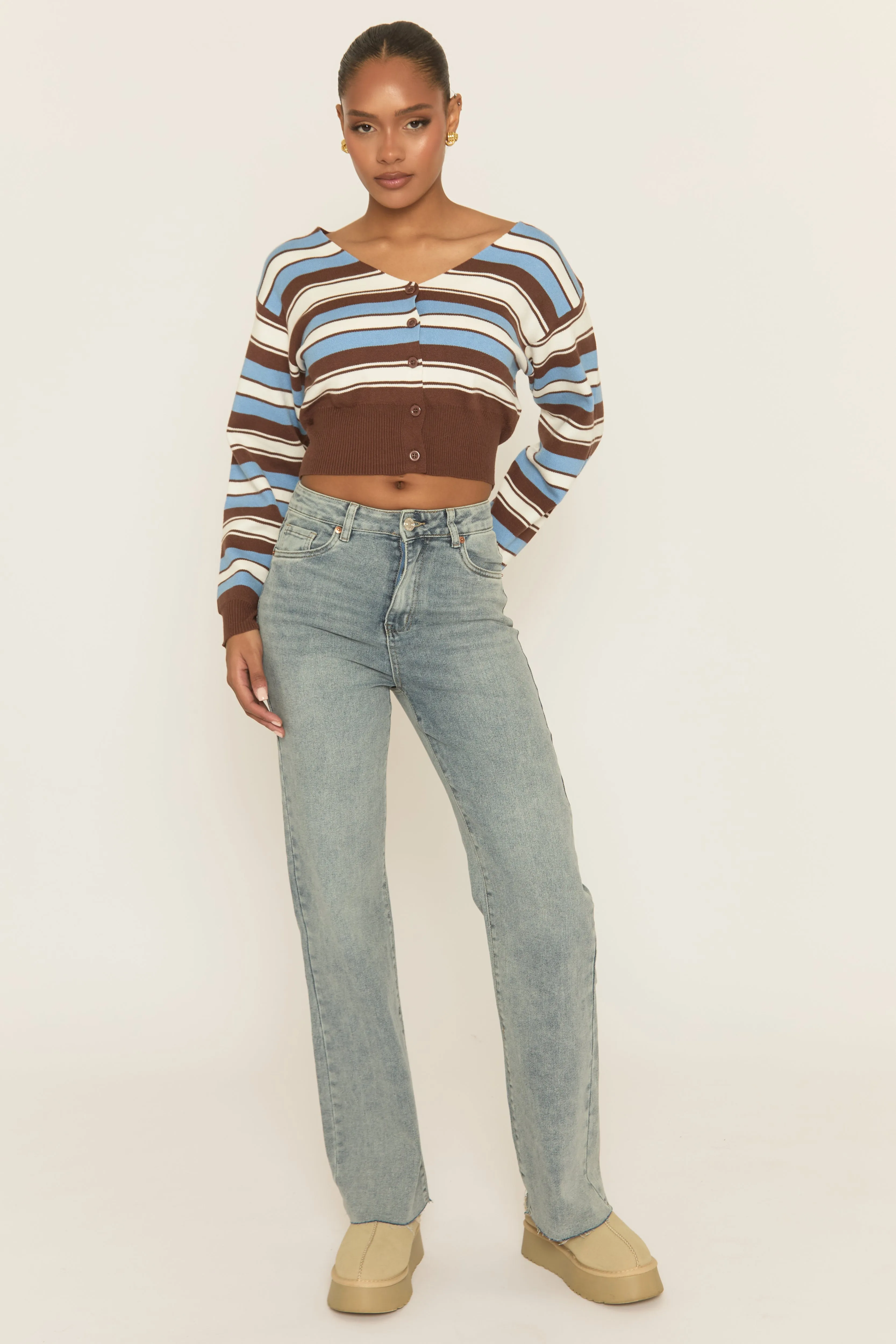 Blue Striped Knit Cardigan - Karissa sold by Rebellious Fashion product image thumbnail 2