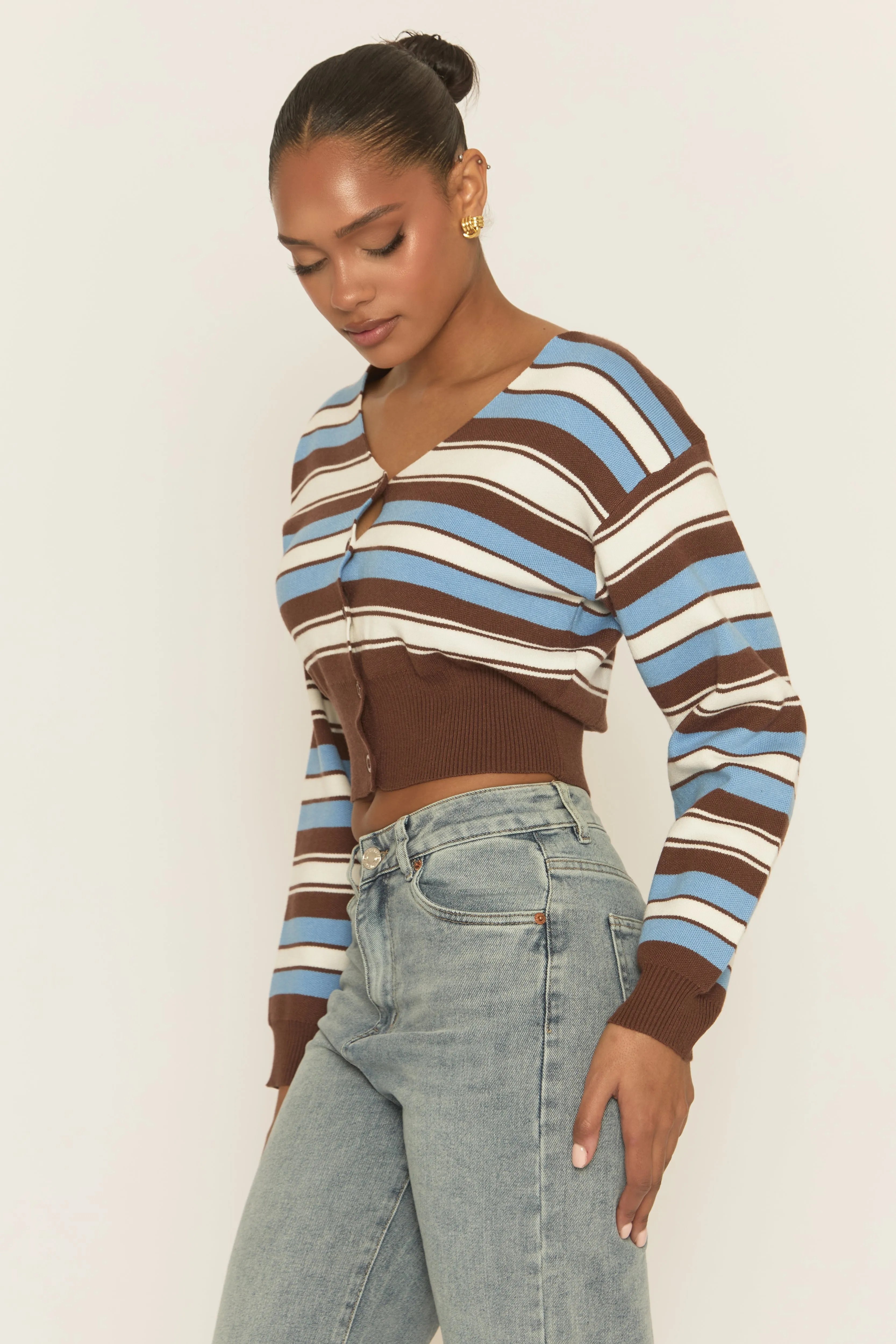 Blue Striped Knit Cardigan - Karissa sold by Rebellious Fashion product image thumbnail 5