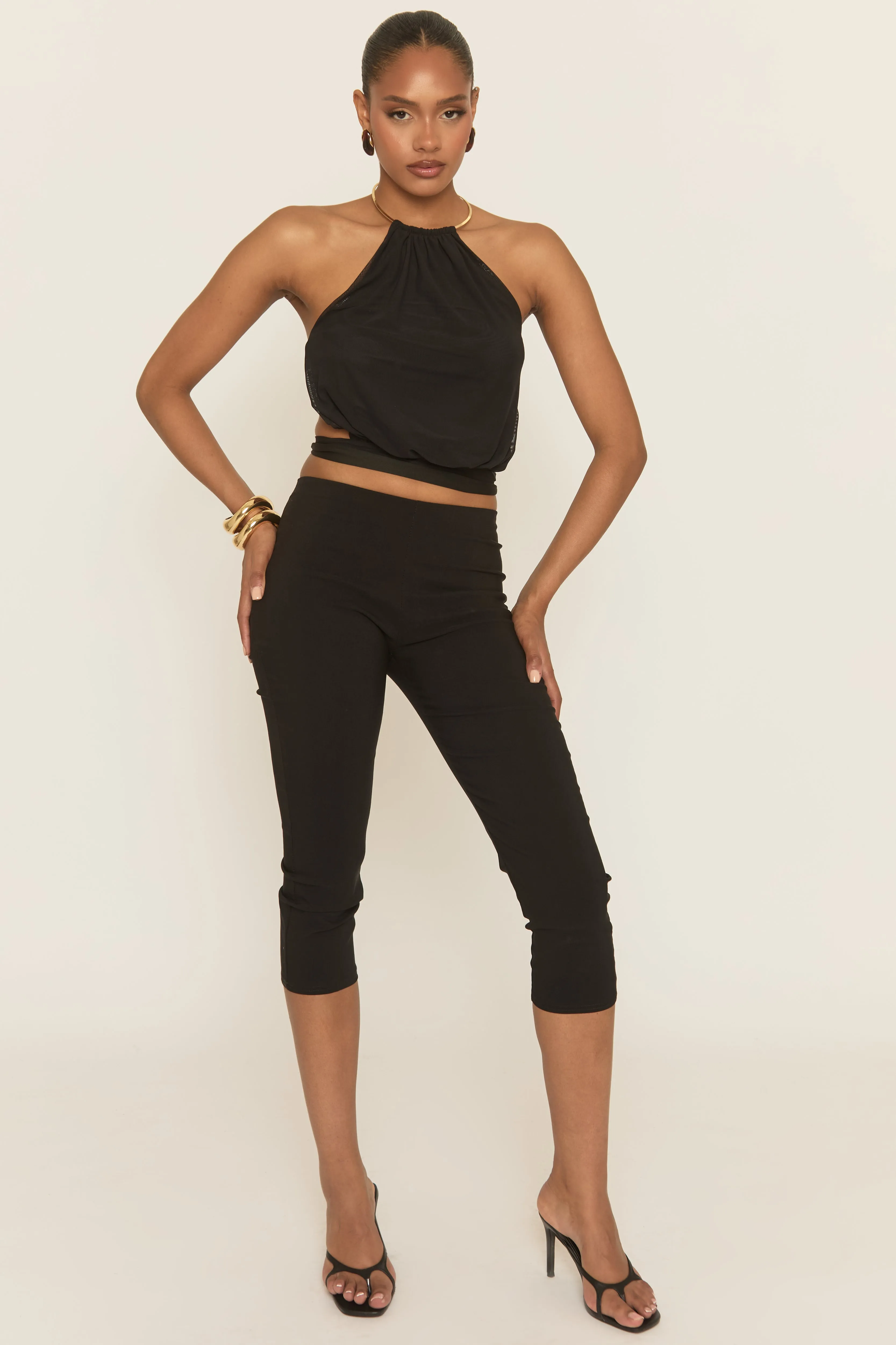 Black Gold Neck Trim Top - Zeena sold by Rebellious Fashion product image thumbnail 2