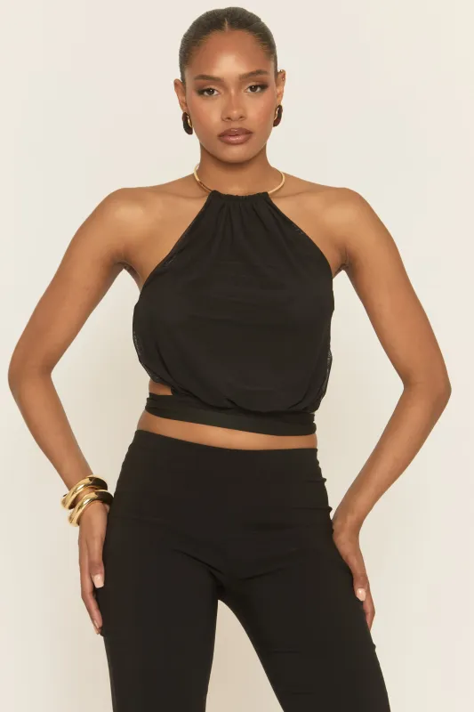Black Gold Neck Trim Top - Zeena sold by Rebellious Fashion