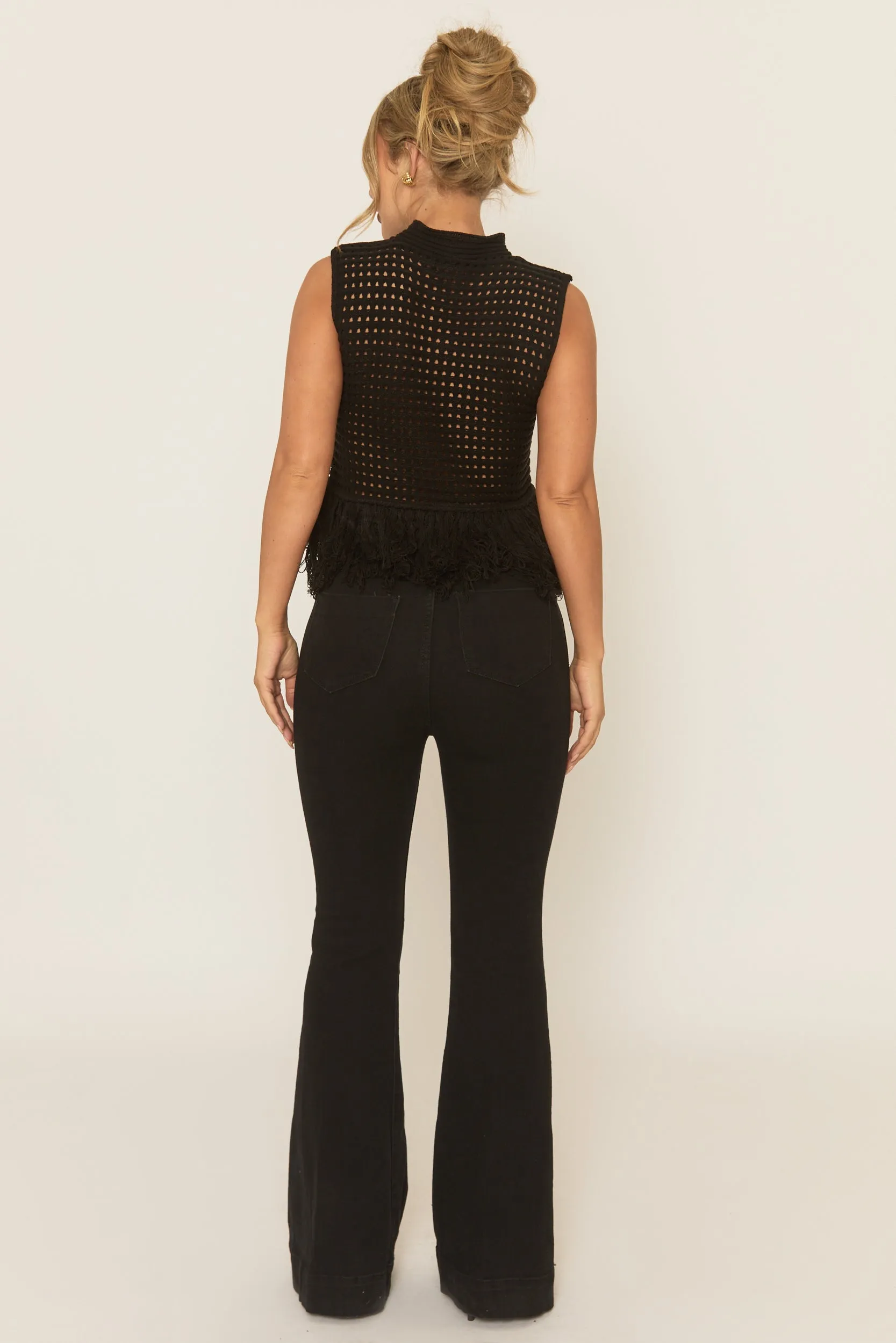 Black Knitted Fringed Hem Top - Elliott sold by Rebellious Fashion product image thumbnail 5