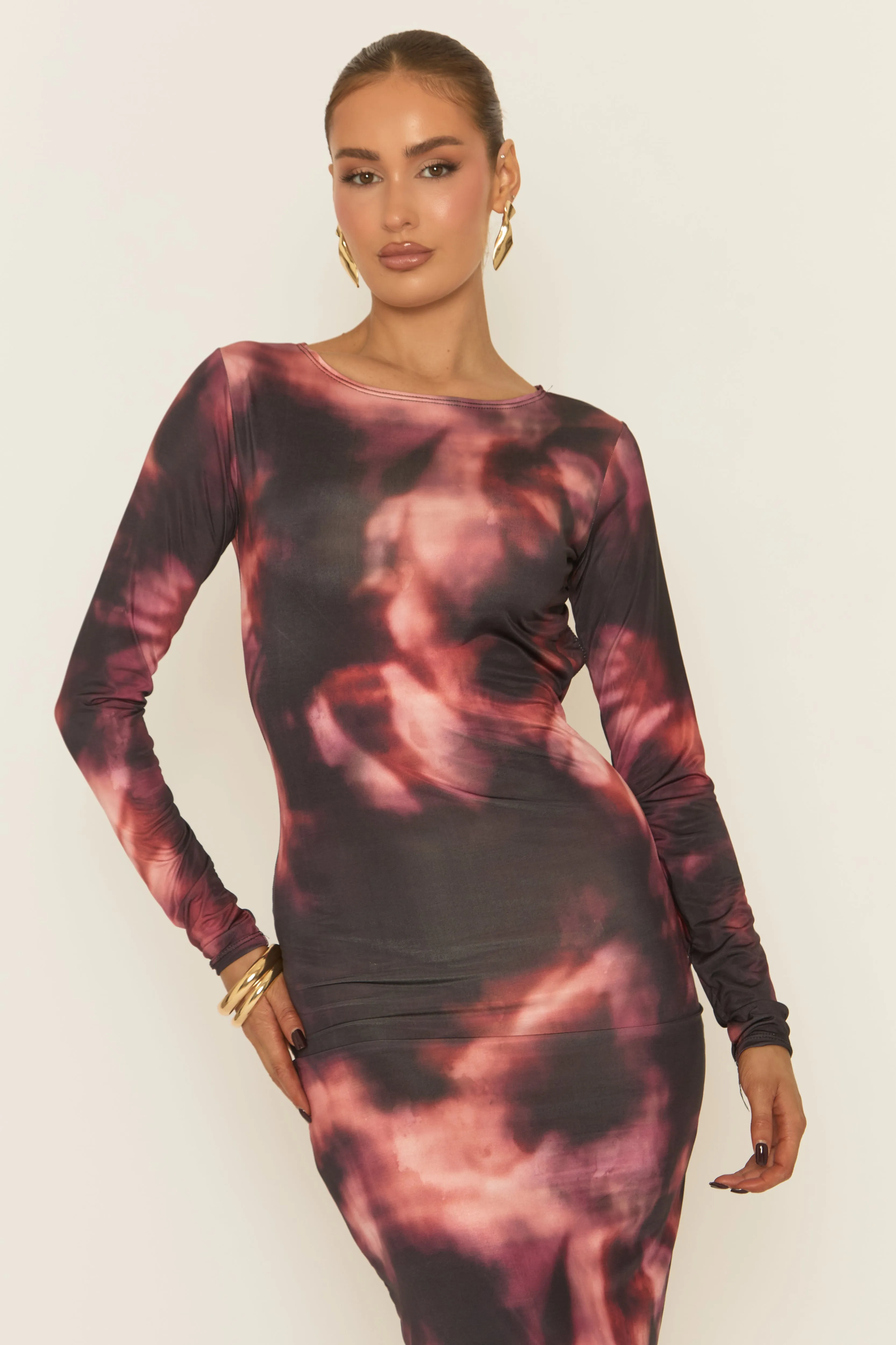 Black Printed Cut Out Back Maxi Dress - Brodie sold by Rebellious Fashion product image thumbnail 3