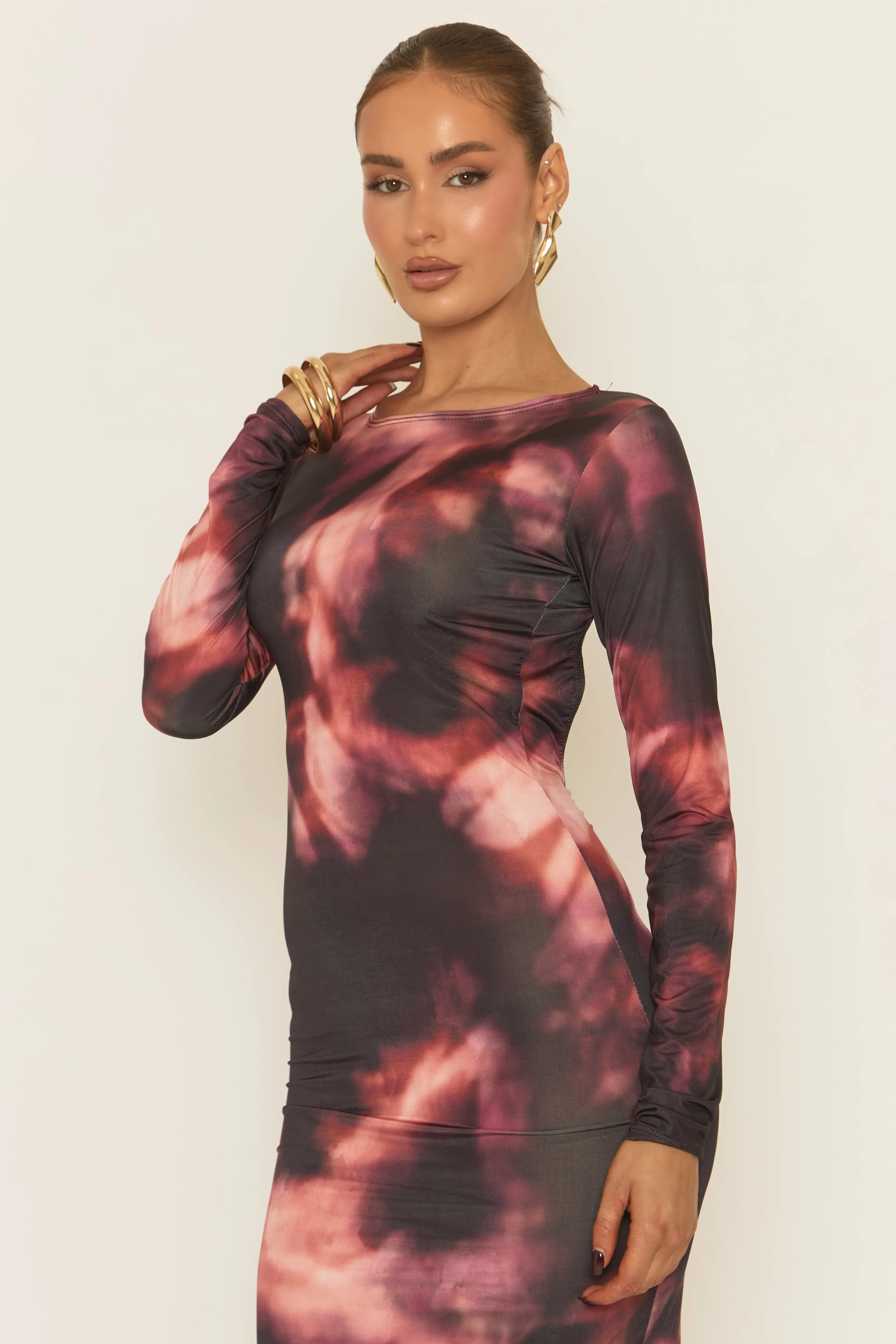 Black Printed Cut Out Back Maxi Dress - Brodie sold by Rebellious Fashion product image thumbnail 5