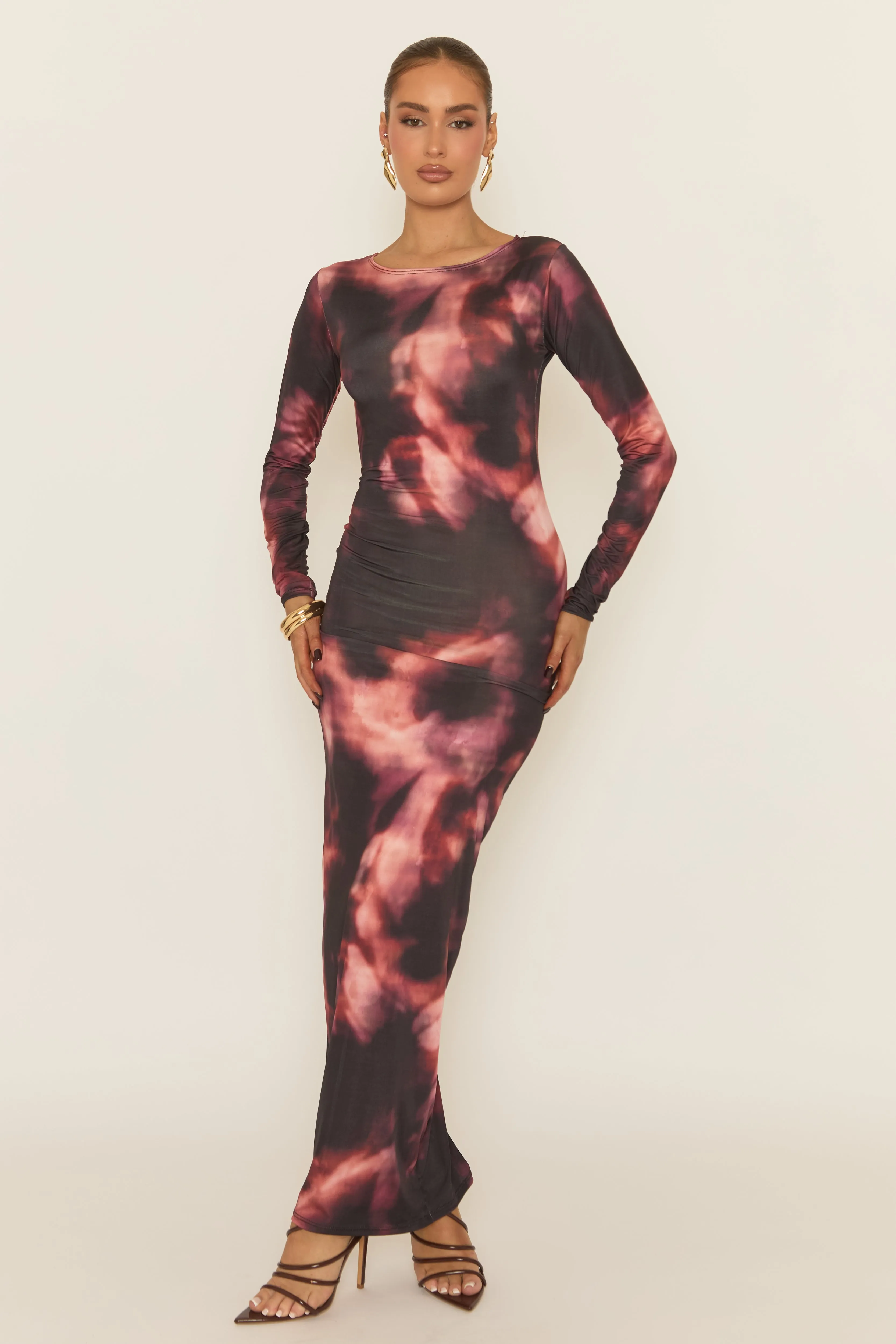 Black Printed Cut Out Back Maxi Dress - Brodie sold by Rebellious Fashion product image thumbnail 2