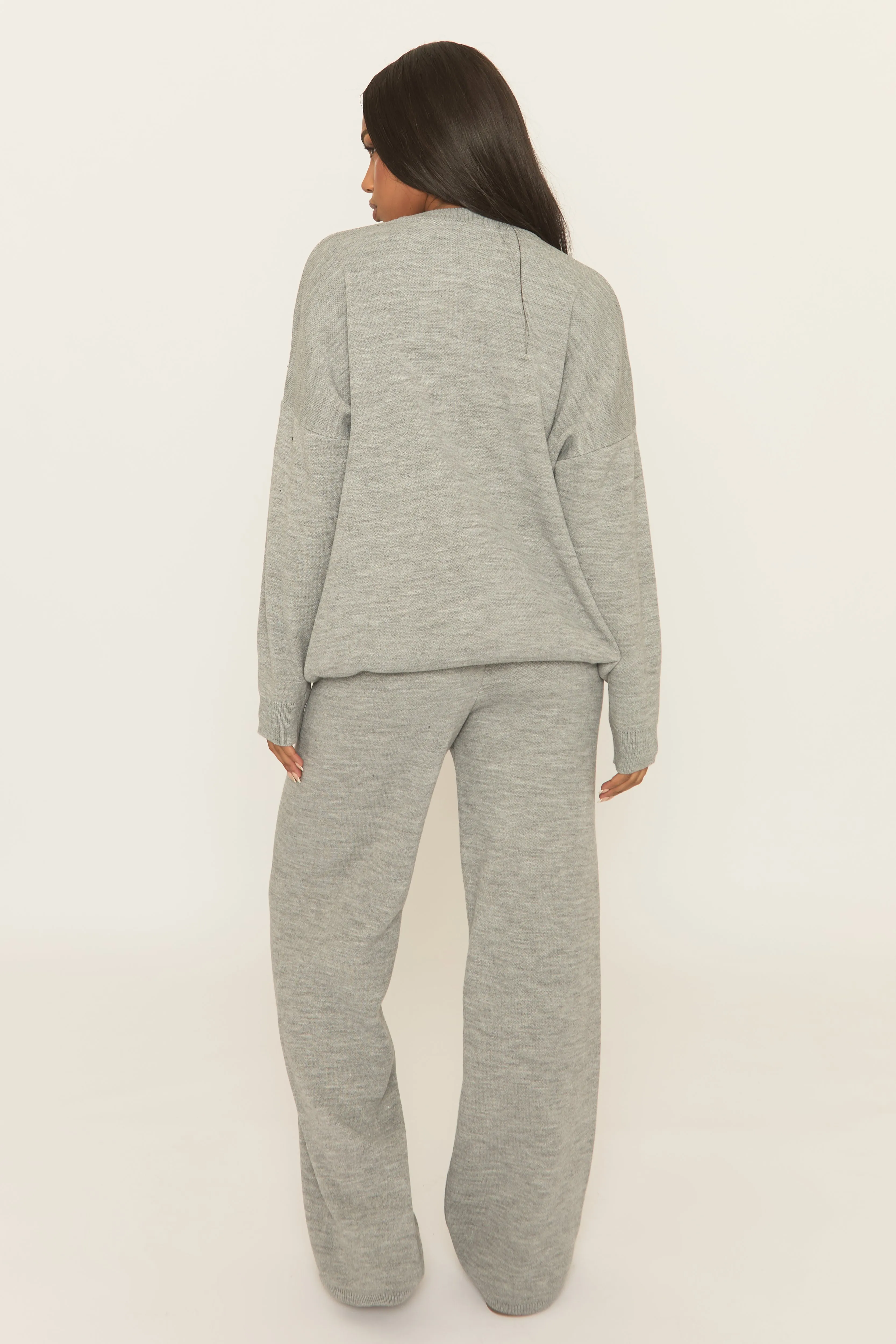 Grey Marl Contrast Motif Knit Loungewear Co-ord Set - Regan sold by Rebellious Fashion product image thumbnail 5