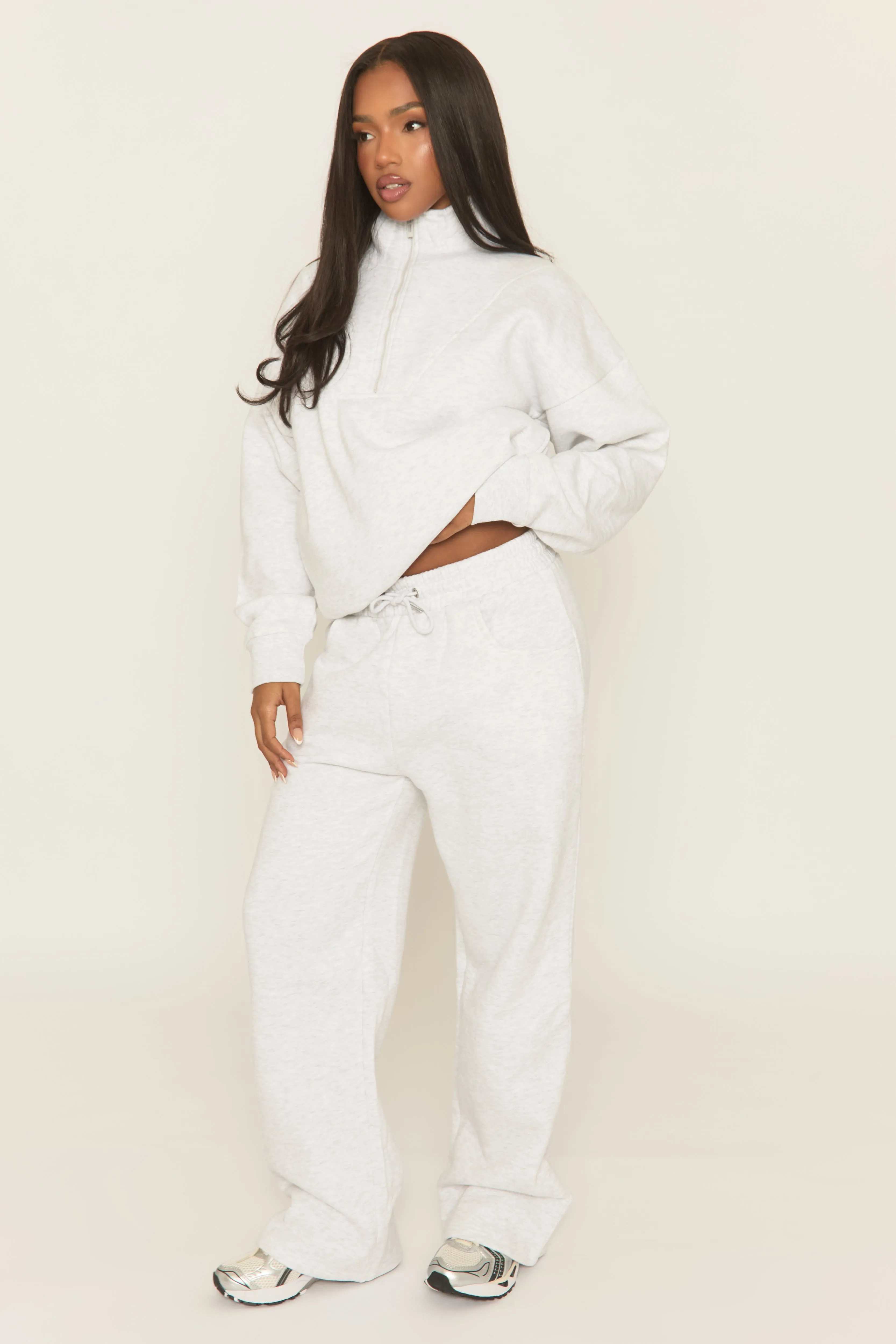 Bleach Grey Oversized Quarter Zip Sweater and Joggers Loungewear Co-ord Set - Kristie sold by Rebellious Fashion product image thumbnail 2