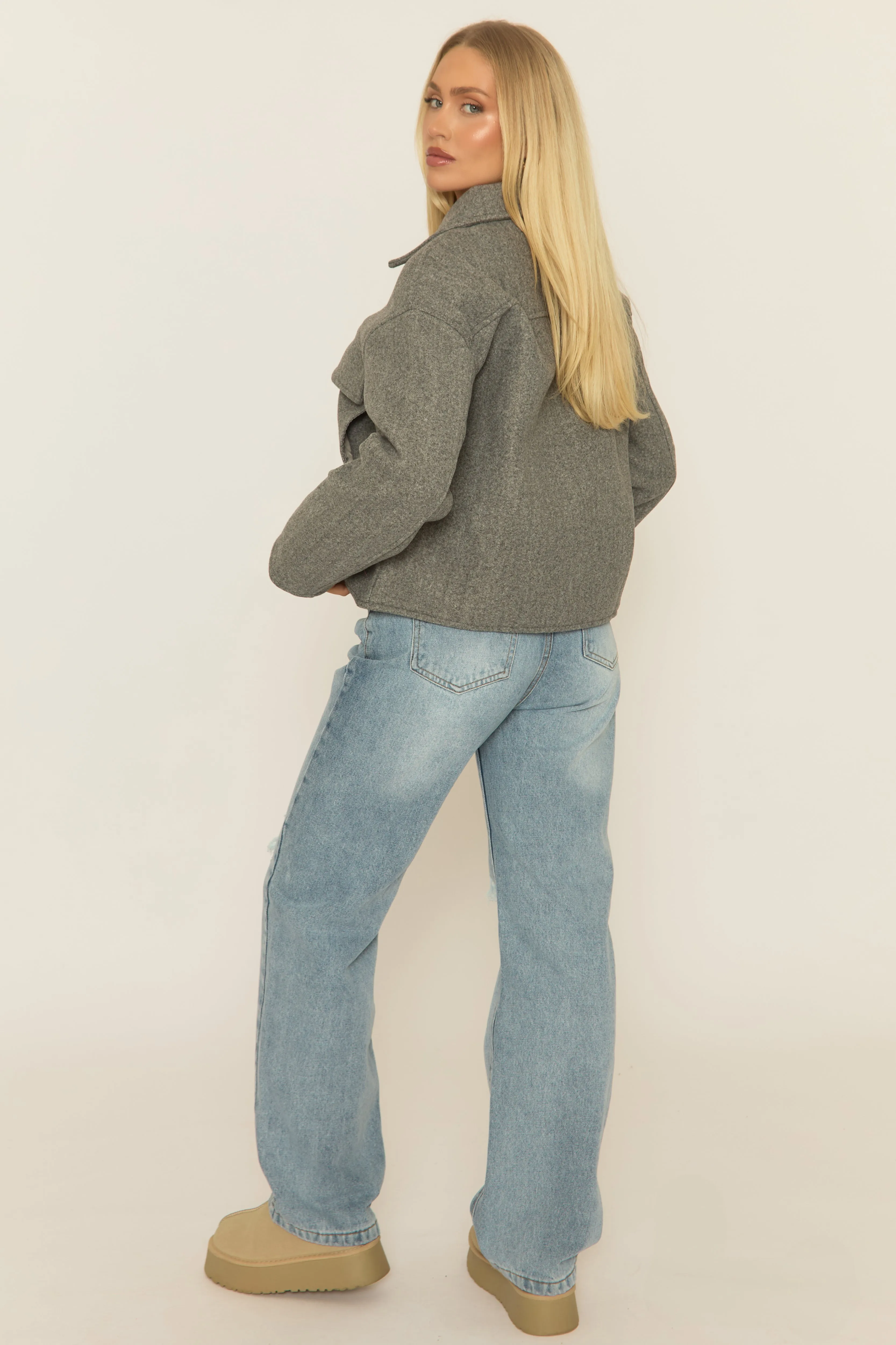 Grey Marl Wool Look Jacket - Ether sold by Rebellious Fashion product image thumbnail 4