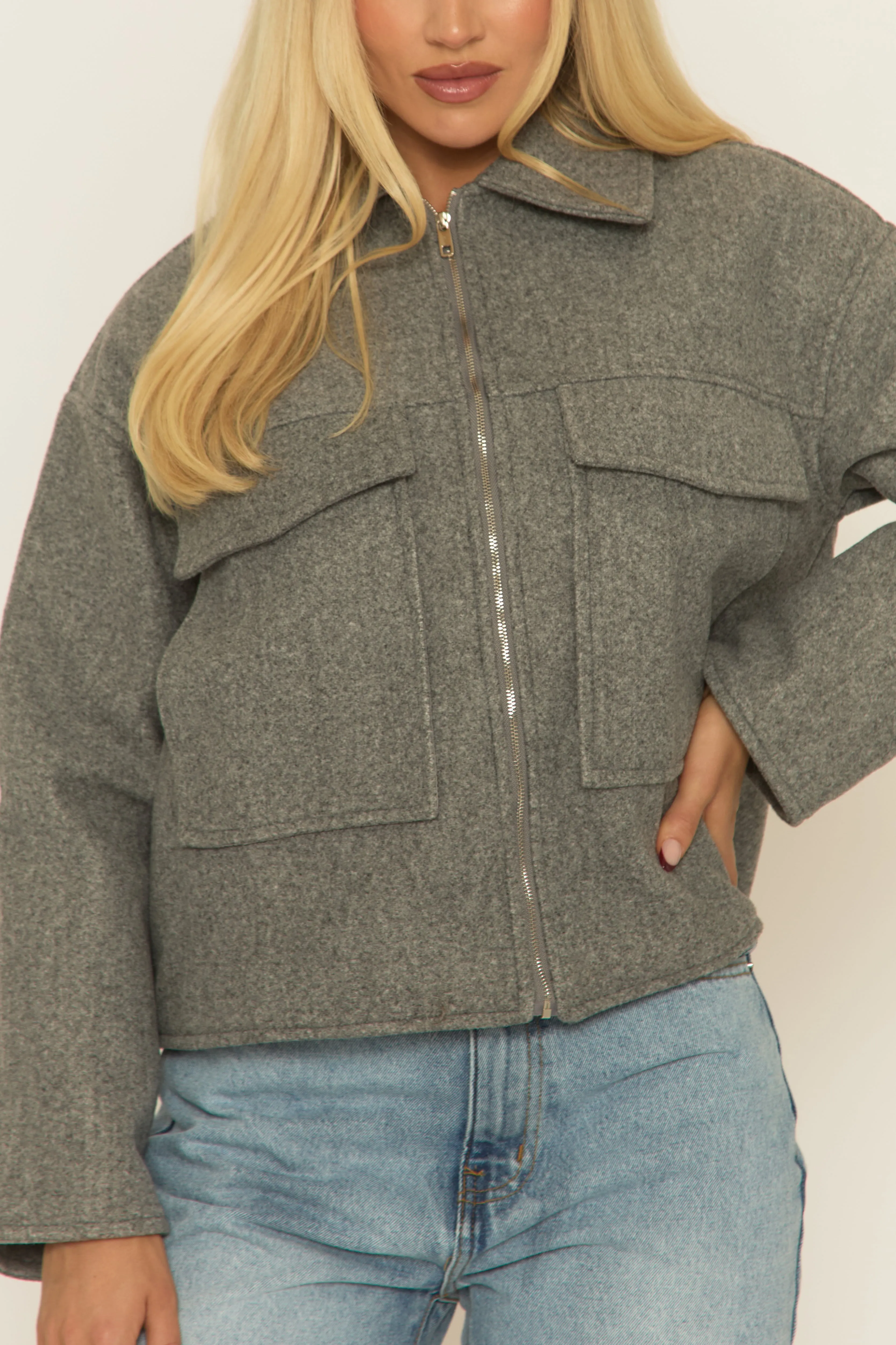 Grey Marl Wool Look Jacket - Ether sold by Rebellious Fashion product image thumbnail 3