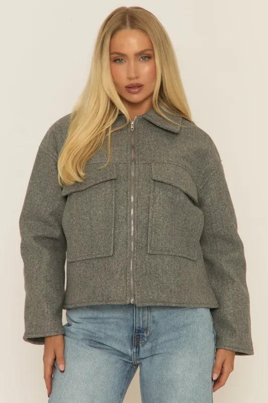 Grey Marl Wool Look Jacket - Ether sold by Rebellious Fashion