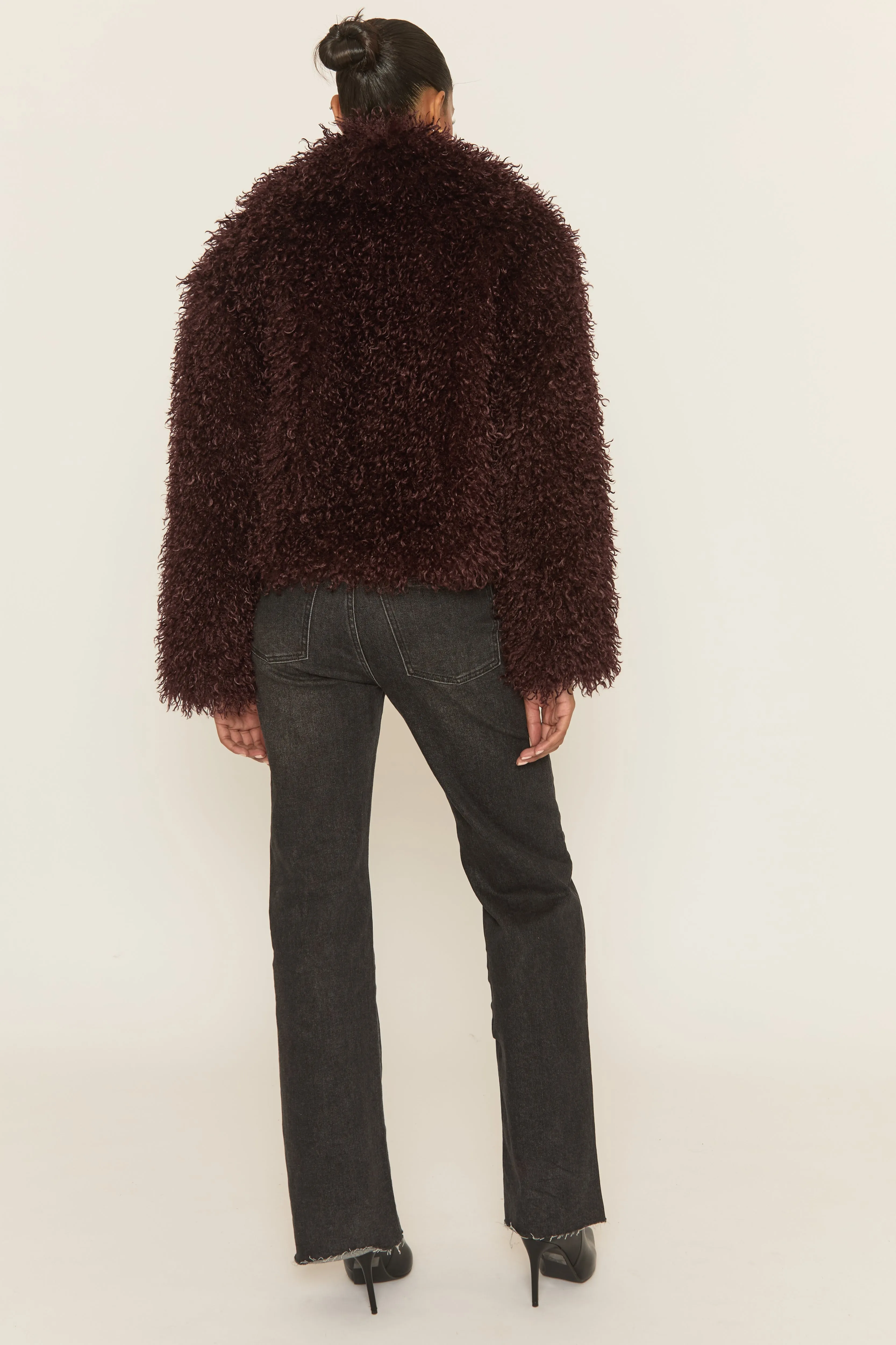 Wine Shaggy Faux Fur Coat - Devne sold by Rebellious Fashion product image thumbnail 5