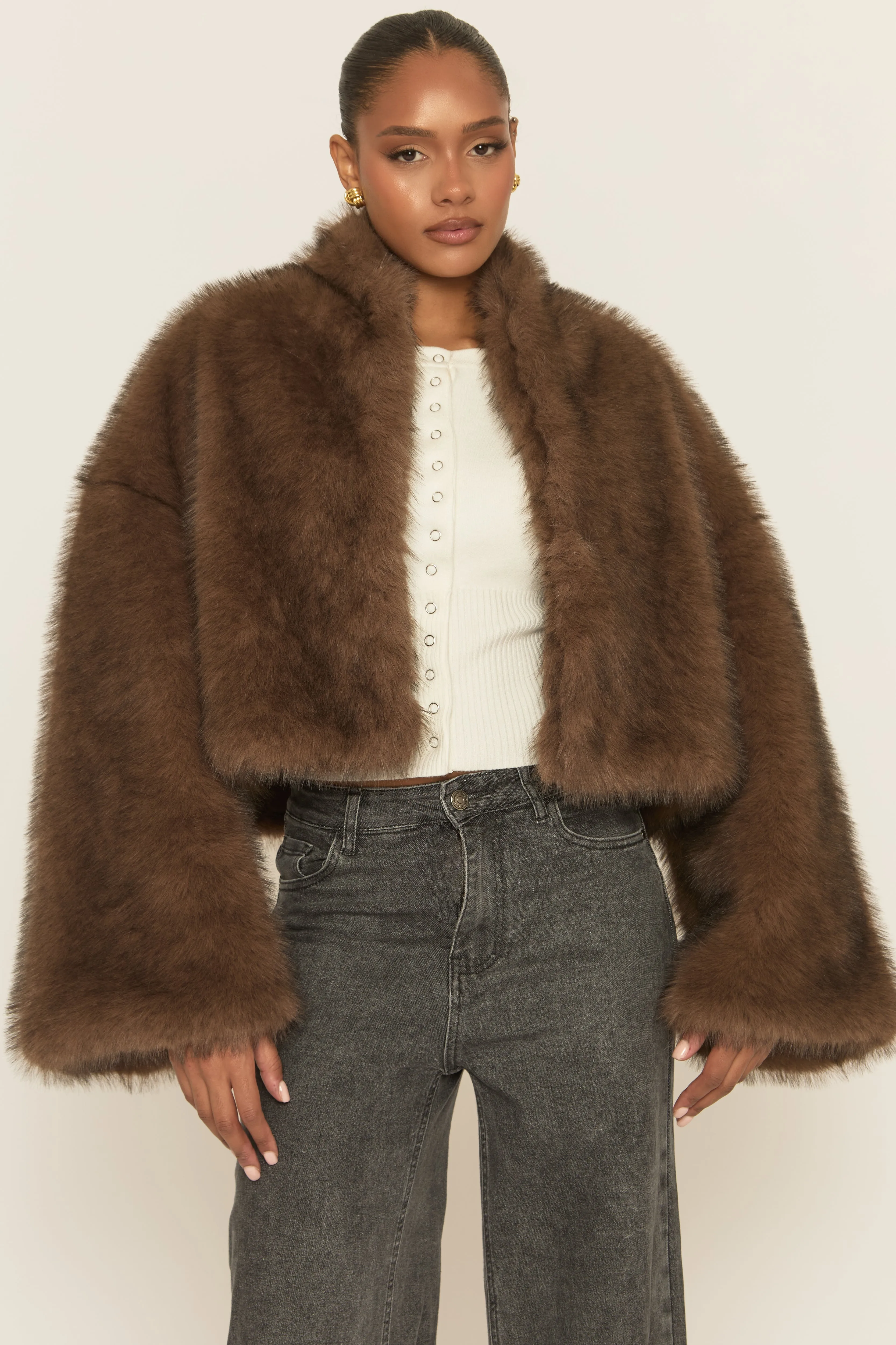 Brown Premium Faux Fur Coat - Amelda sold by Rebellious Fashion product image thumbnail 2