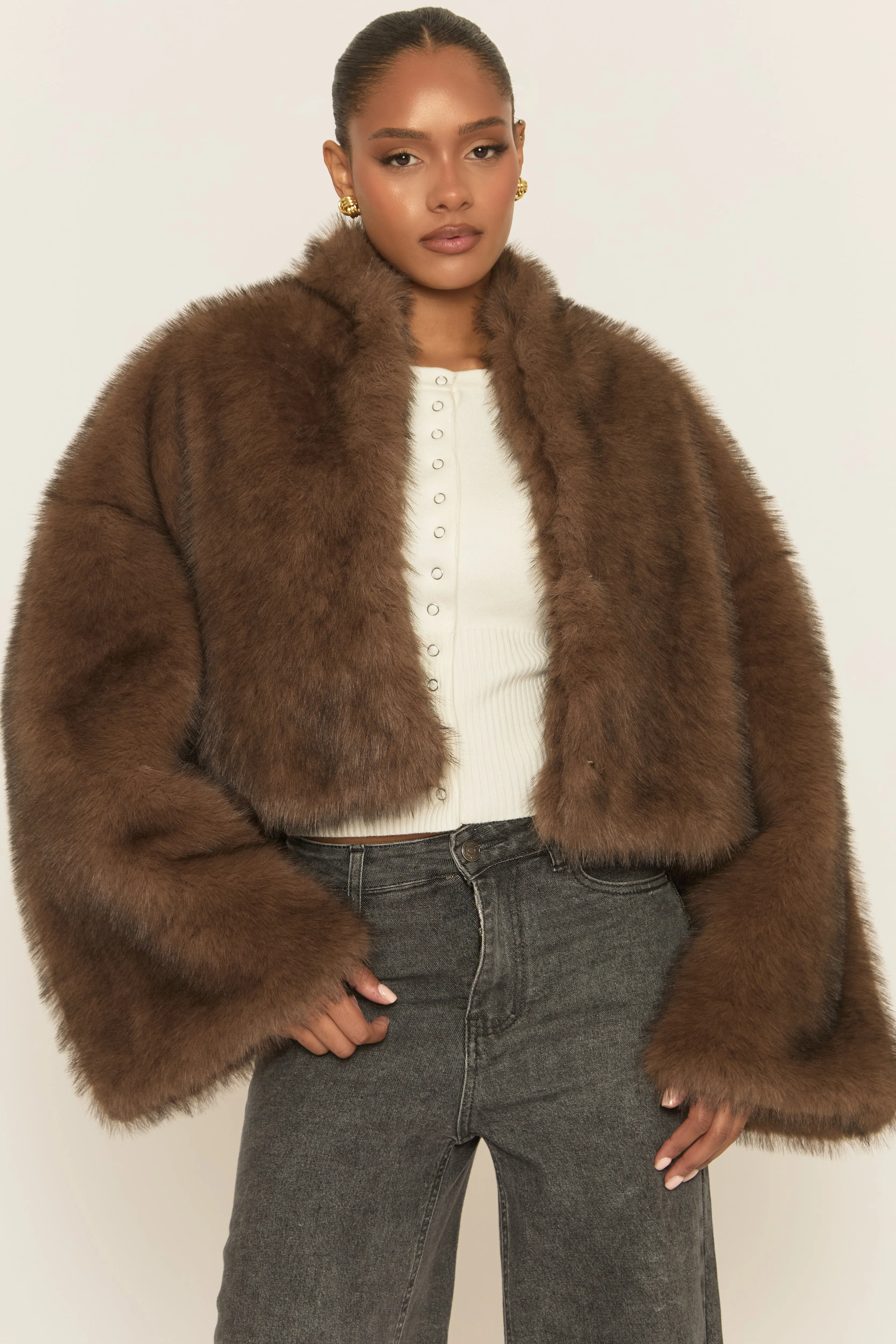 Brown Premium Faux Fur Coat - Amelda sold by Rebellious Fashion product image thumbnail 4