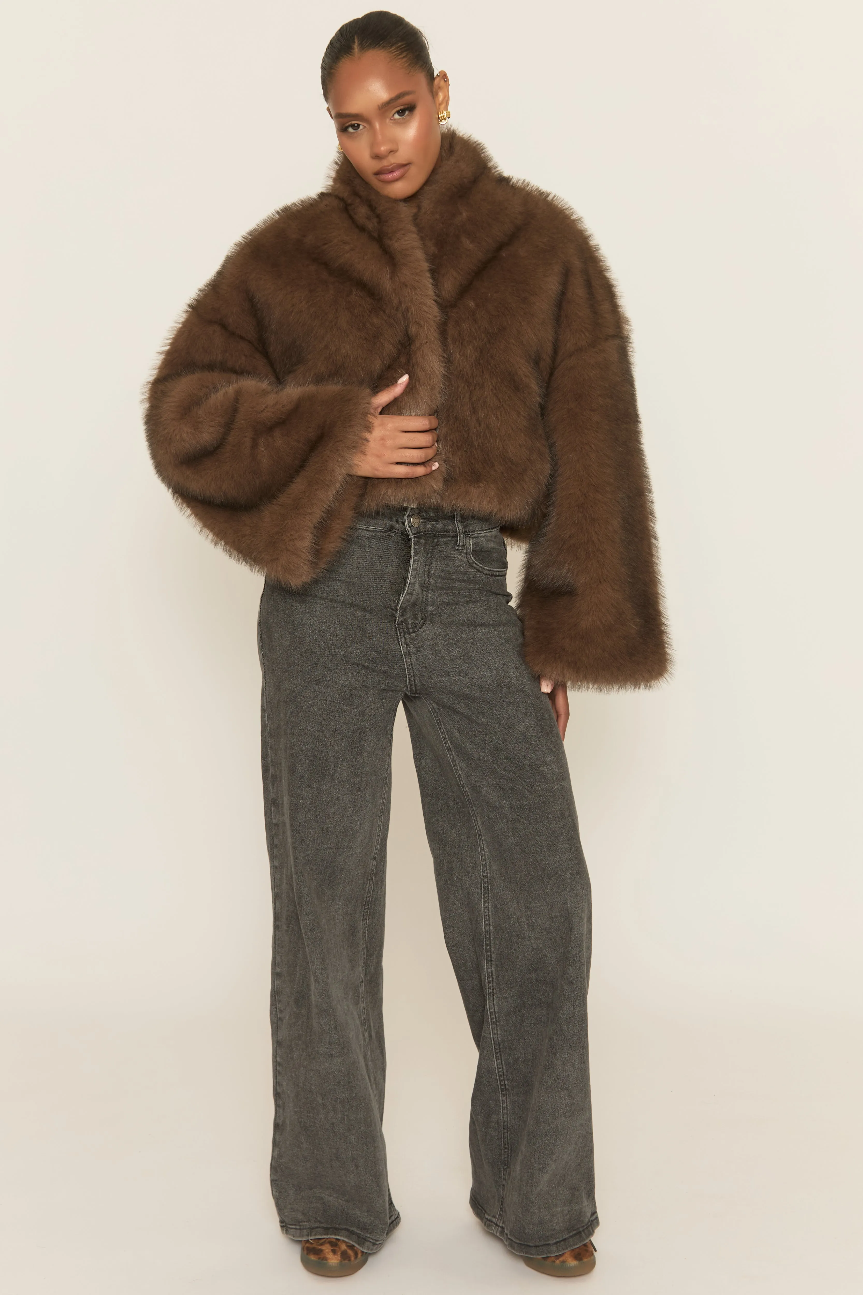 Brown Premium Faux Fur Coat - Amelda sold by Rebellious Fashion product image thumbnail 3