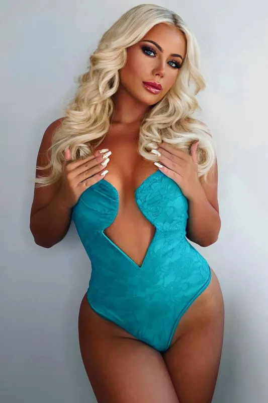 Blue Cupped Lace Bodysuit - Delia sold by Rebellious Fashion