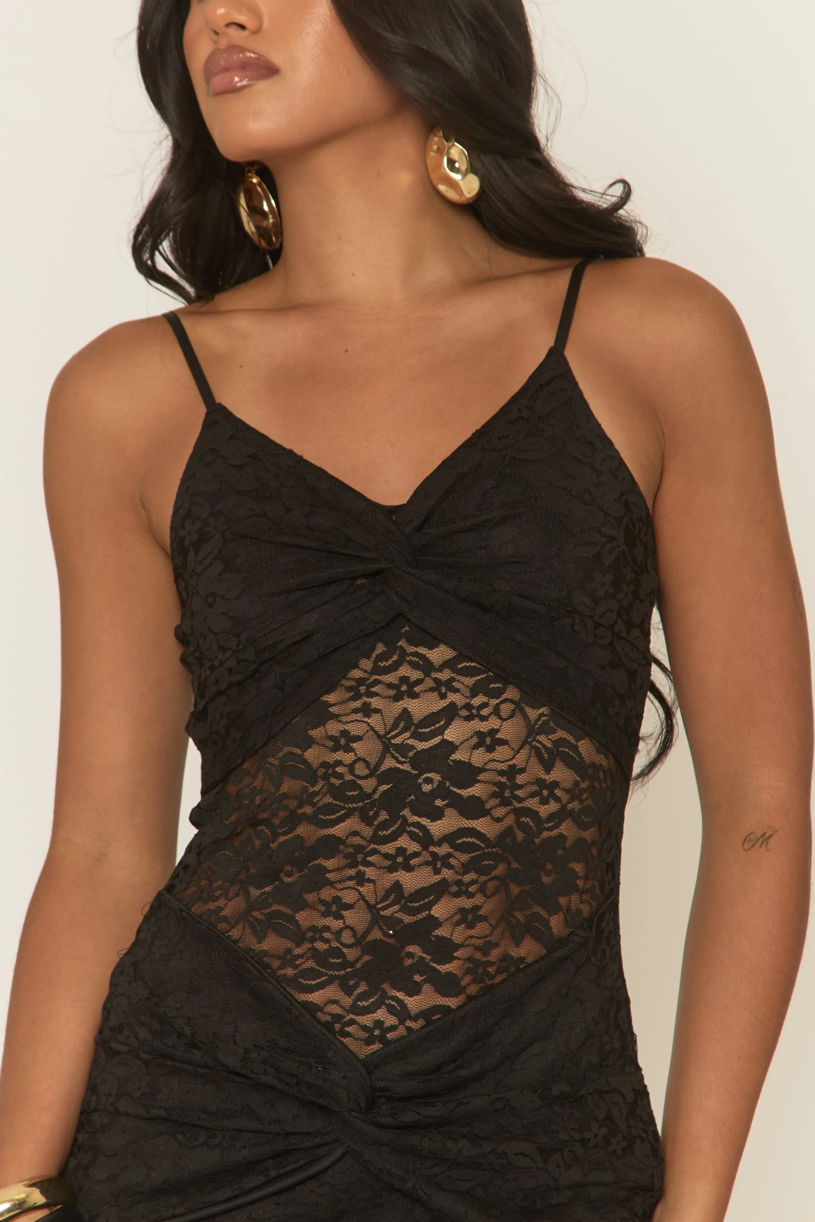 Black Lace Twist Front Mini Dress - Kiaya sold by Rebellious Fashion product image thumbnail 4