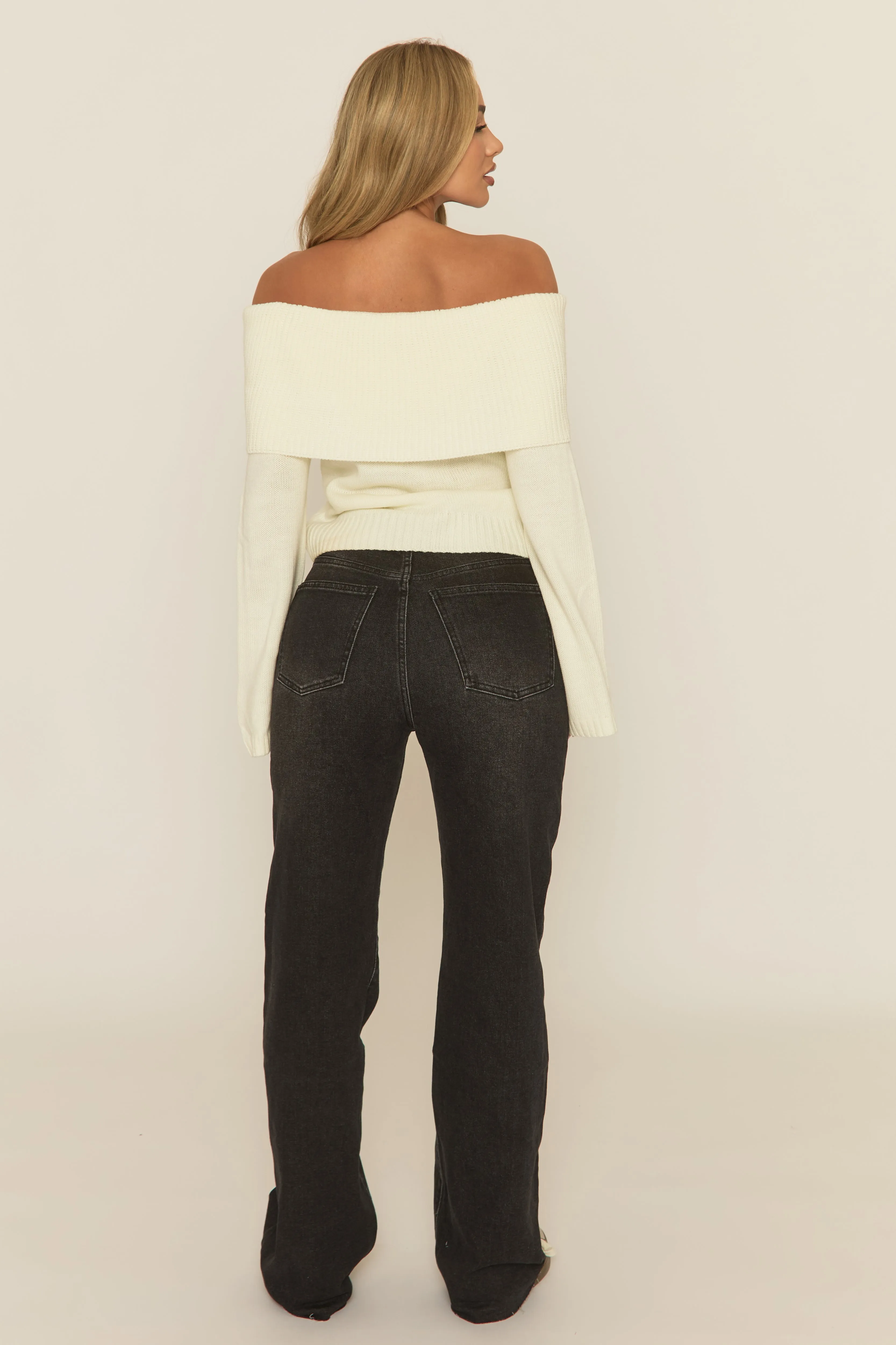 Cream Bardot Knit Jumper - Aleeza sold by Rebellious Fashion product image thumbnail 5