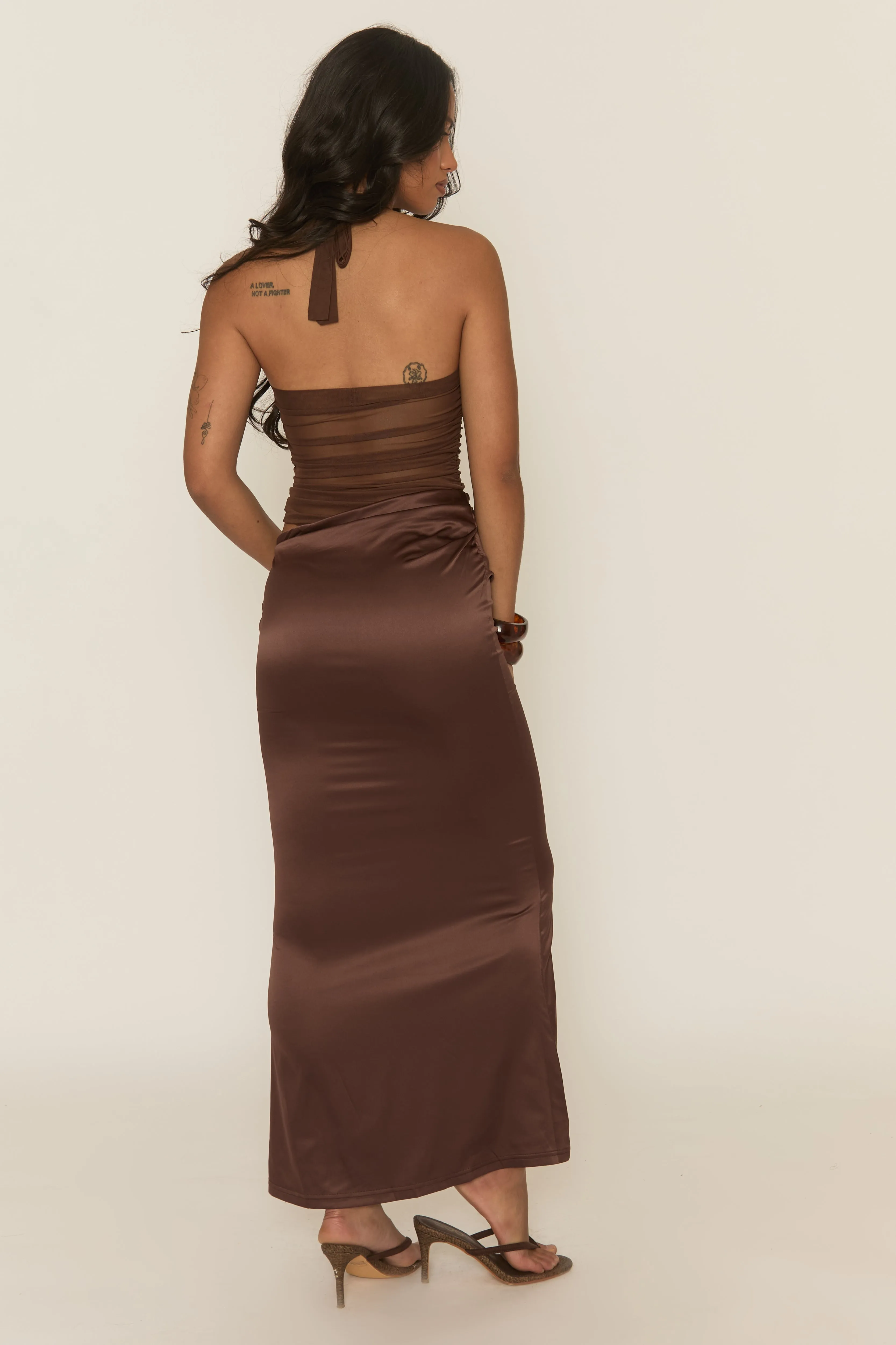 Chocolate Semi Sheer Maxi Dress - Natara sold by Rebellious Fashion product image thumbnail 5